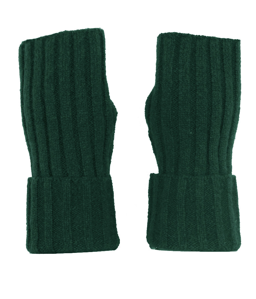 Fingerless Ribbed Knit Cashmere Gloves