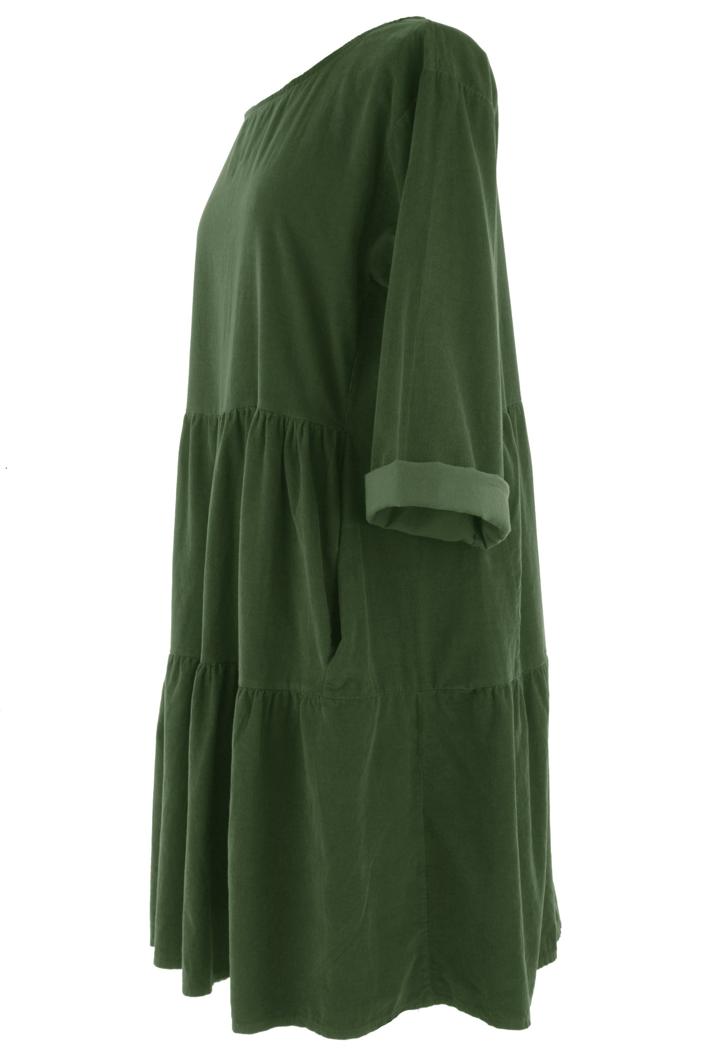 Tiered Swing Corduroy Dress