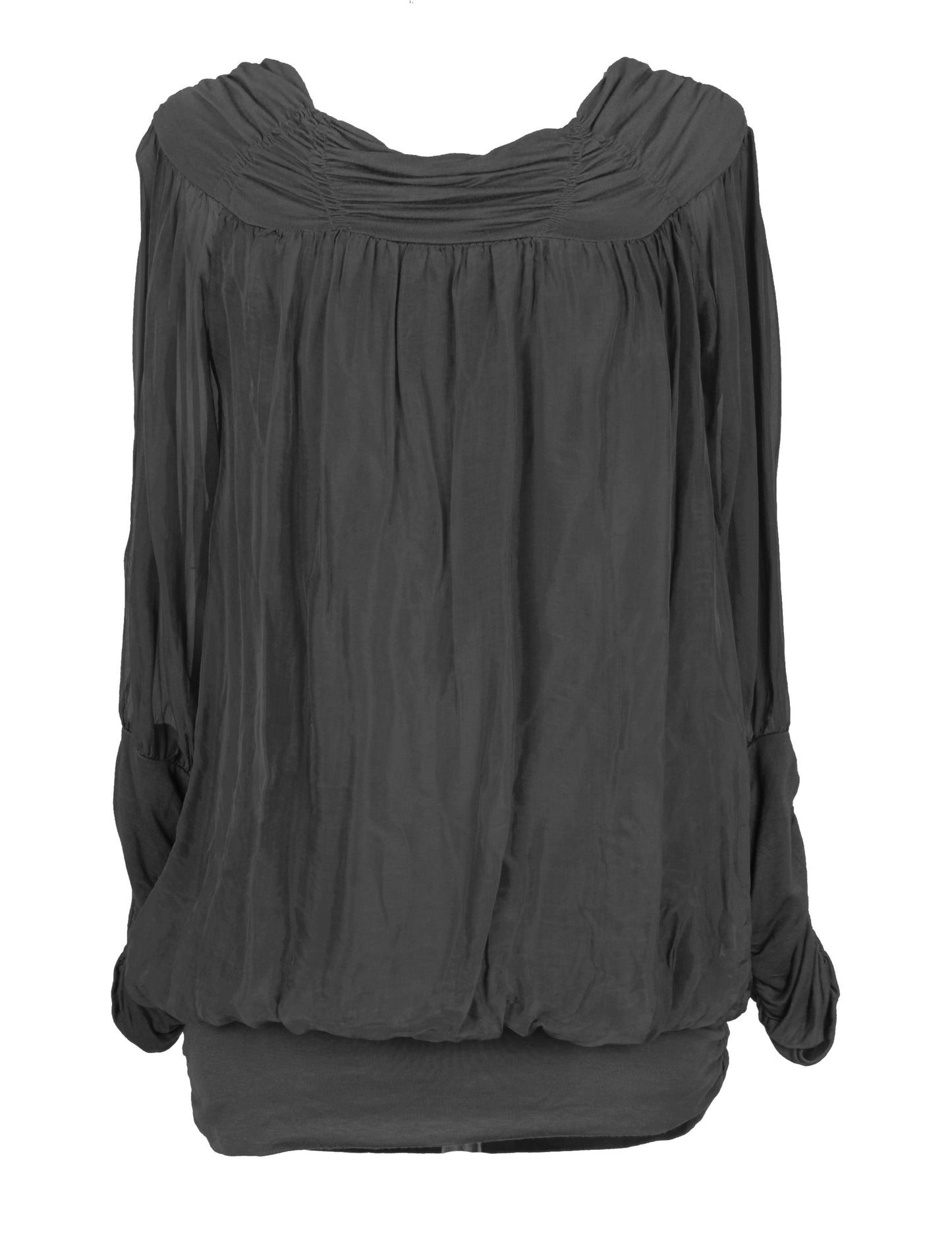 Ruched Neck Silk Blouse