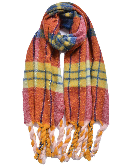 Lurex Woven Tartan Scarf