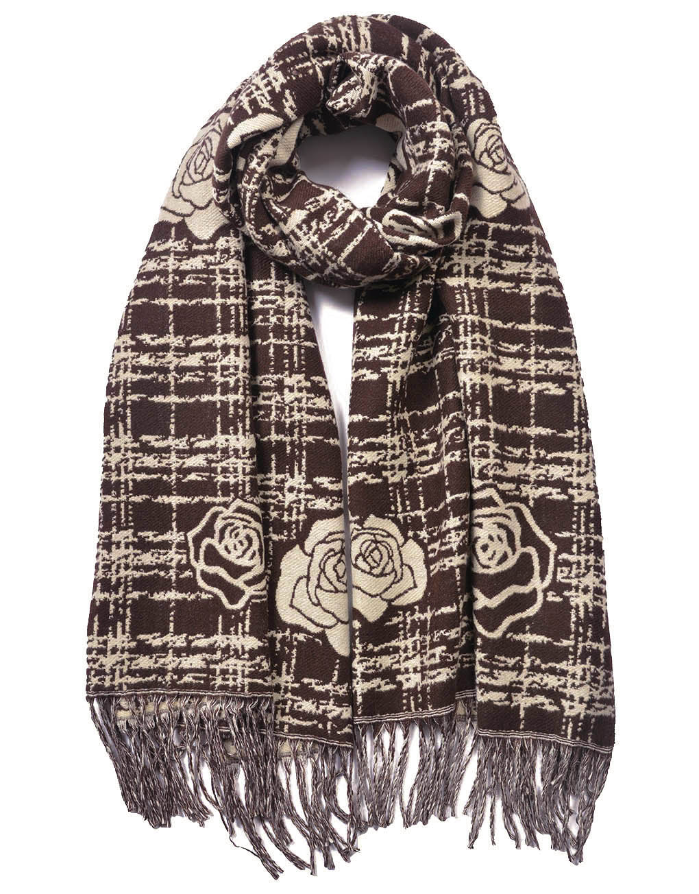 Rose Pattern Cashmere Scarf