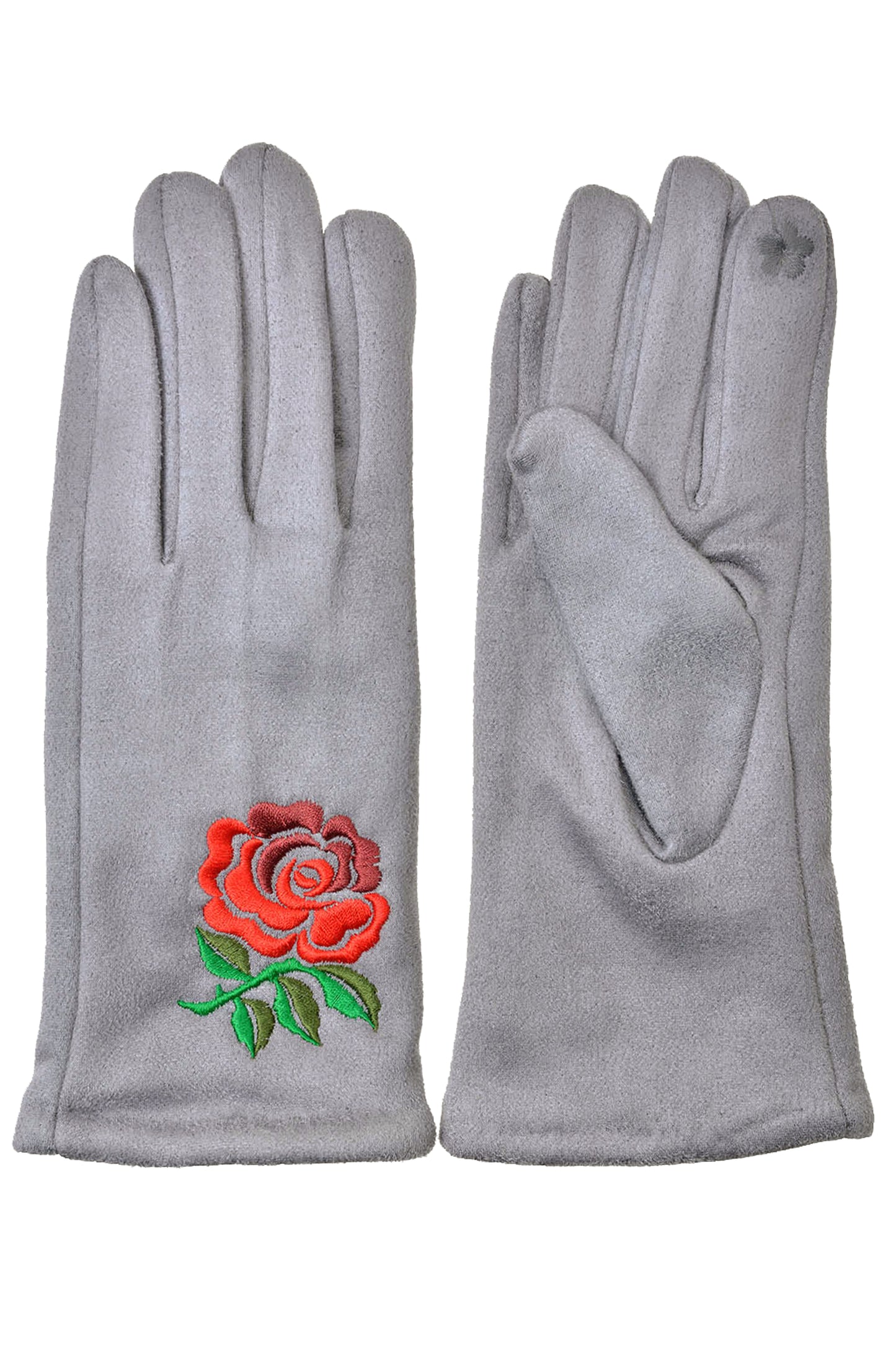 Rose Embroidery Suede Gloves