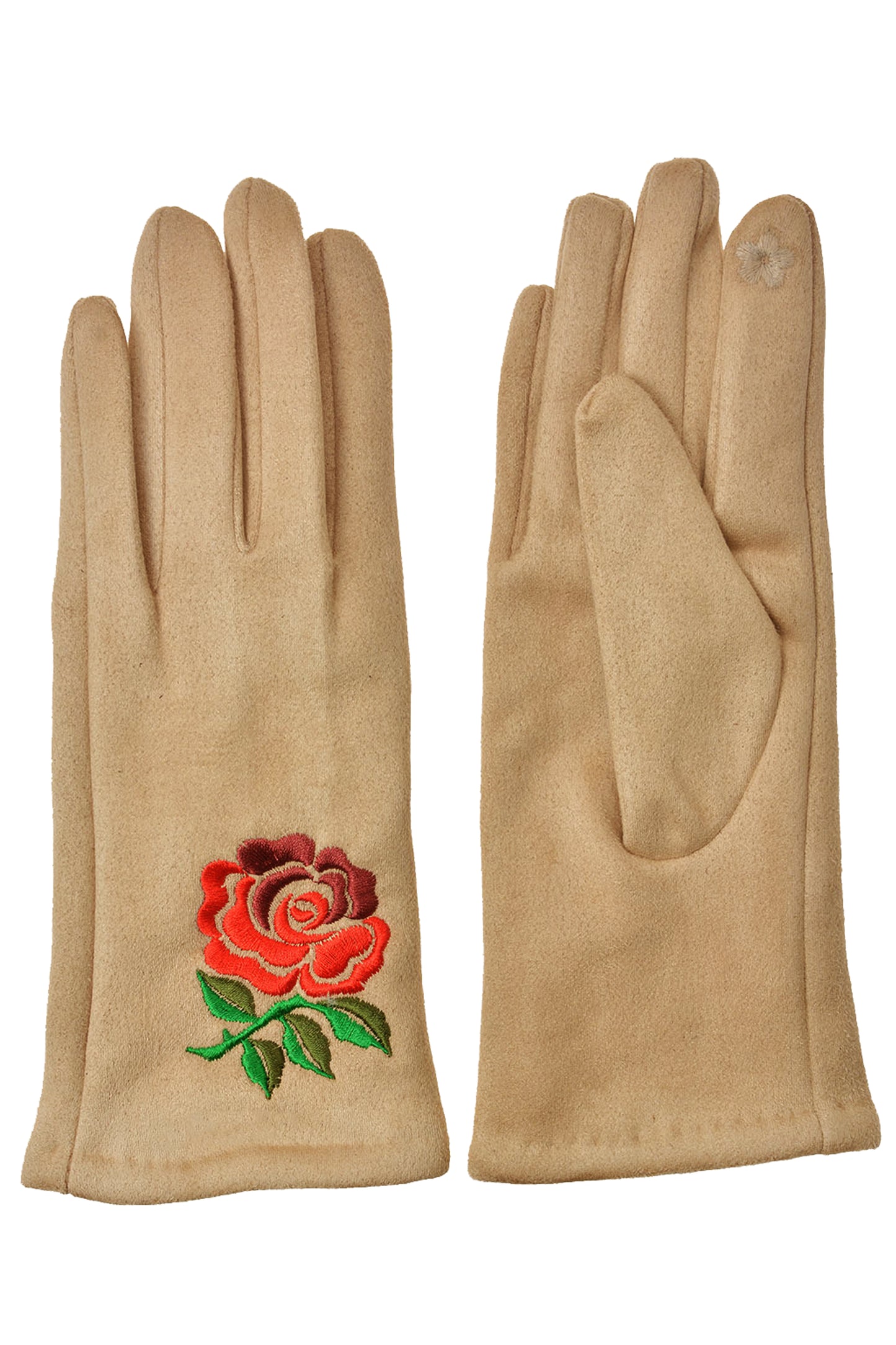 Rose Embroidery Suede Gloves
