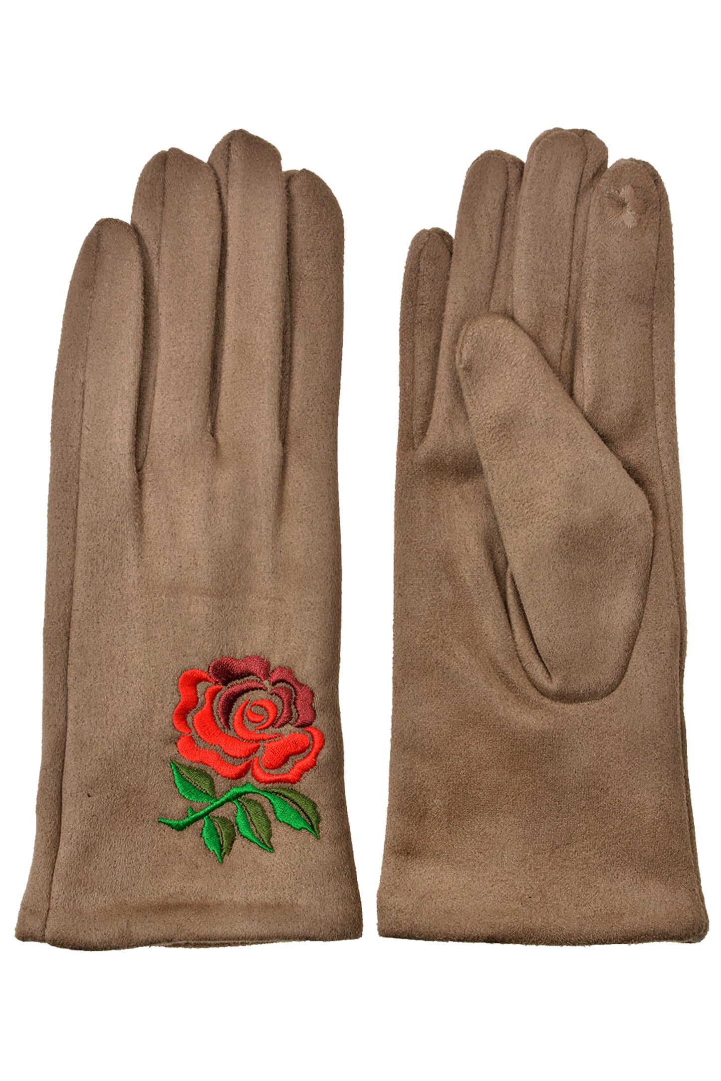 Rose Embroidery Suede Gloves