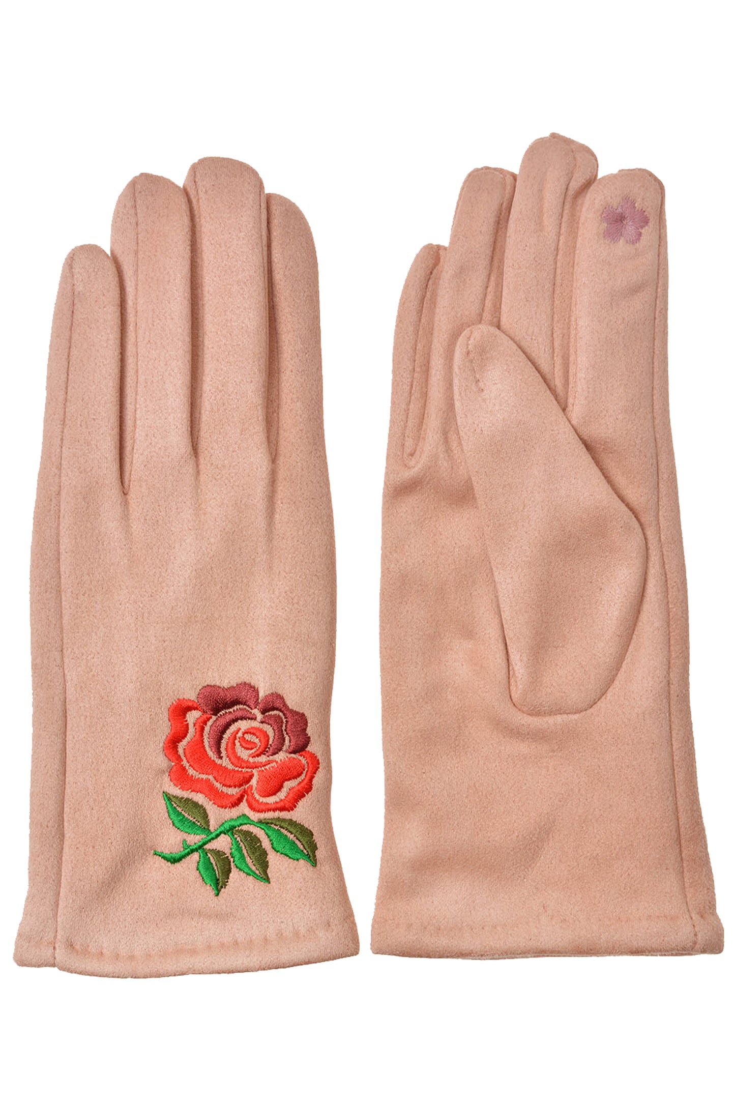 Rose Embroidery Suede Gloves