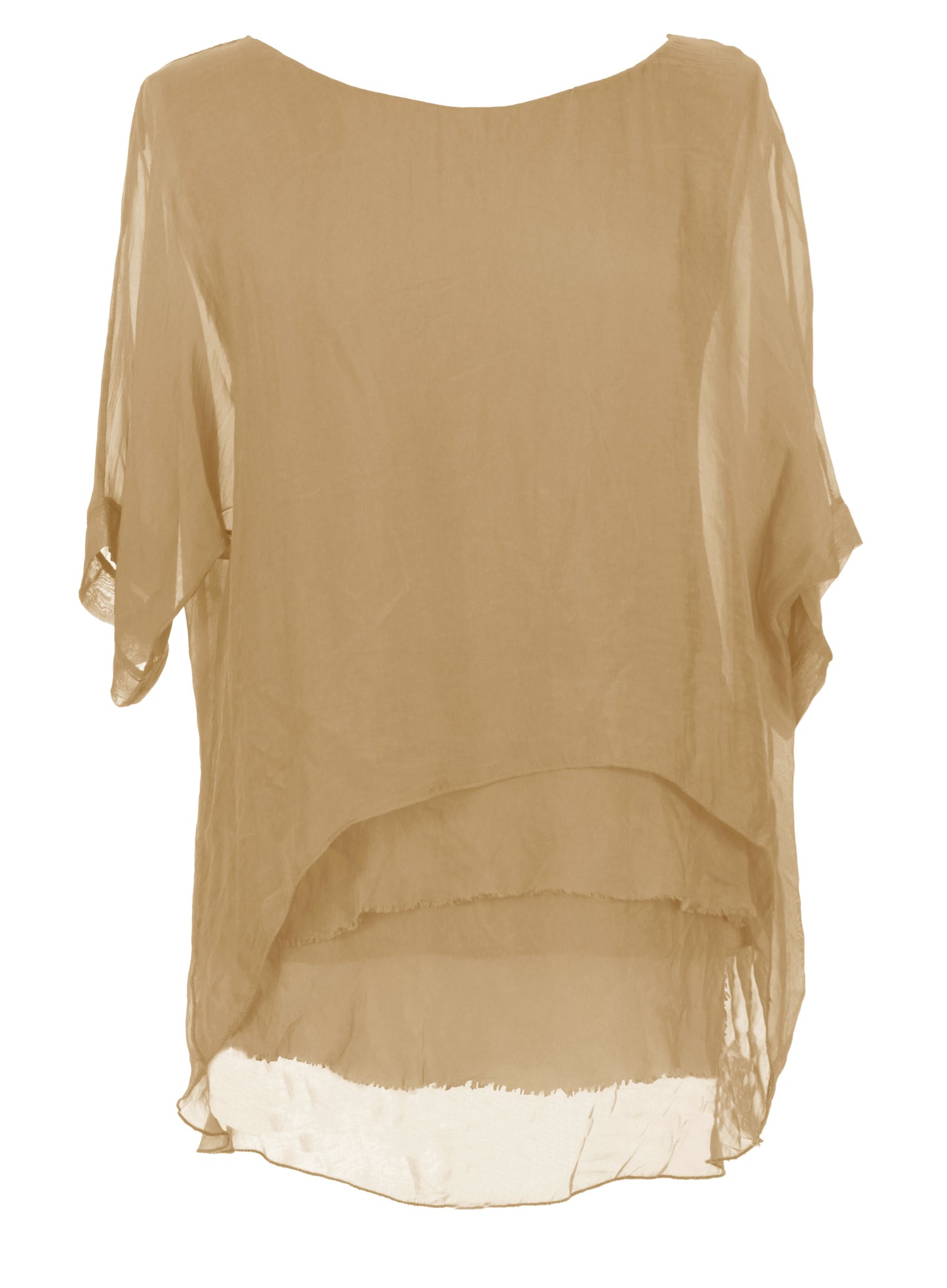 Frayed Hem Silk Top