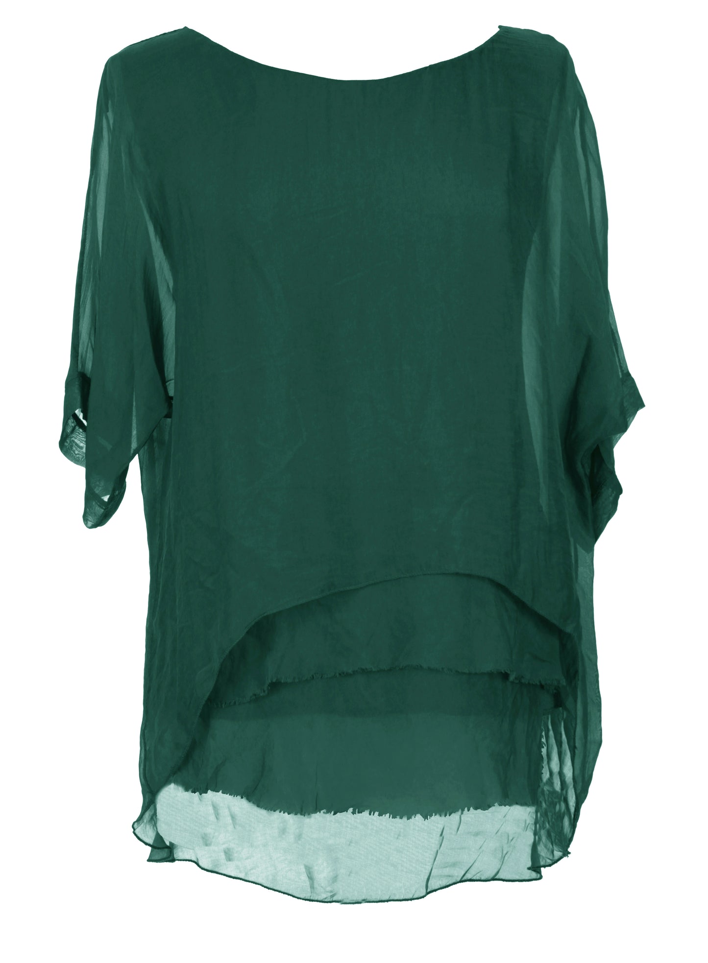 Frayed Hem Silk Top
