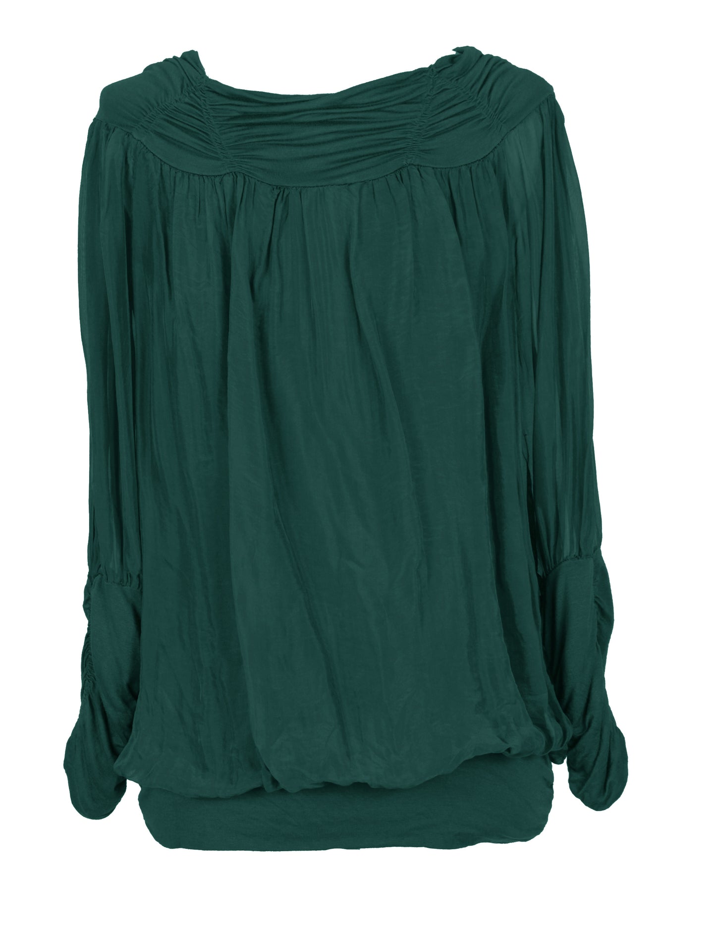 Ruched Neck Silk Blouse