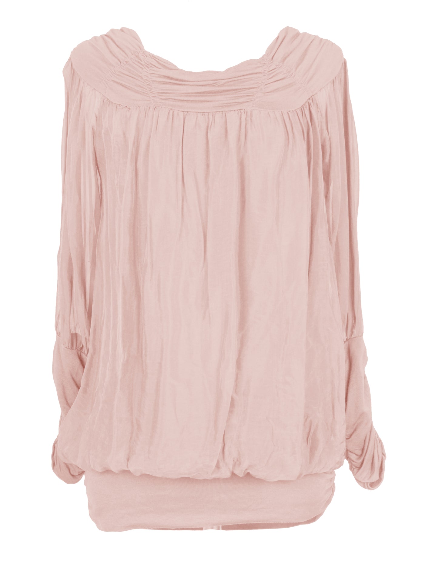 Ruched Neck Silk Blouse