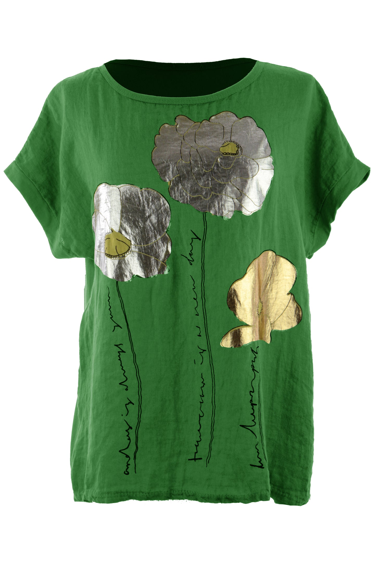 Foil Flower Linen Top
