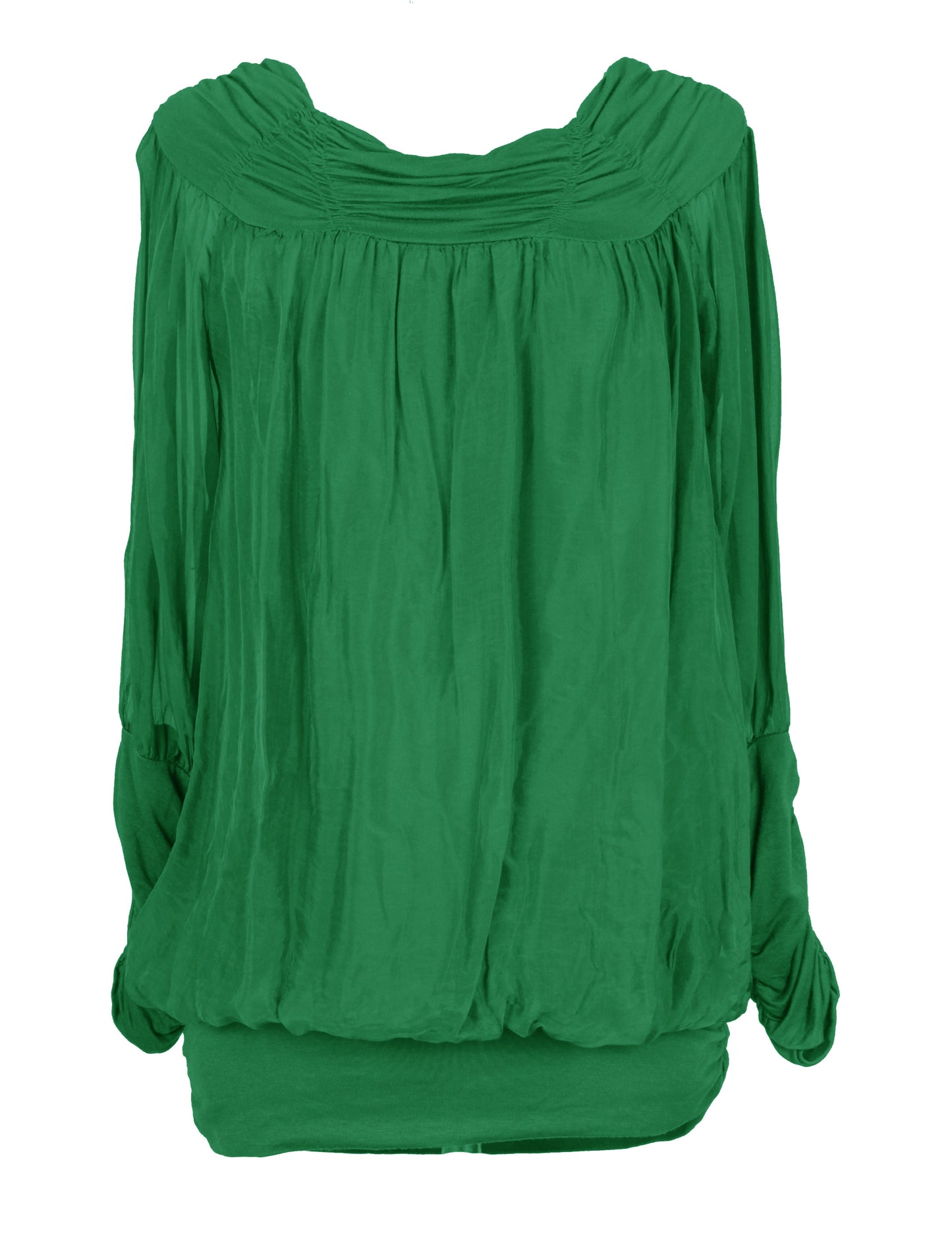 Ruched Neck Silk Blouse