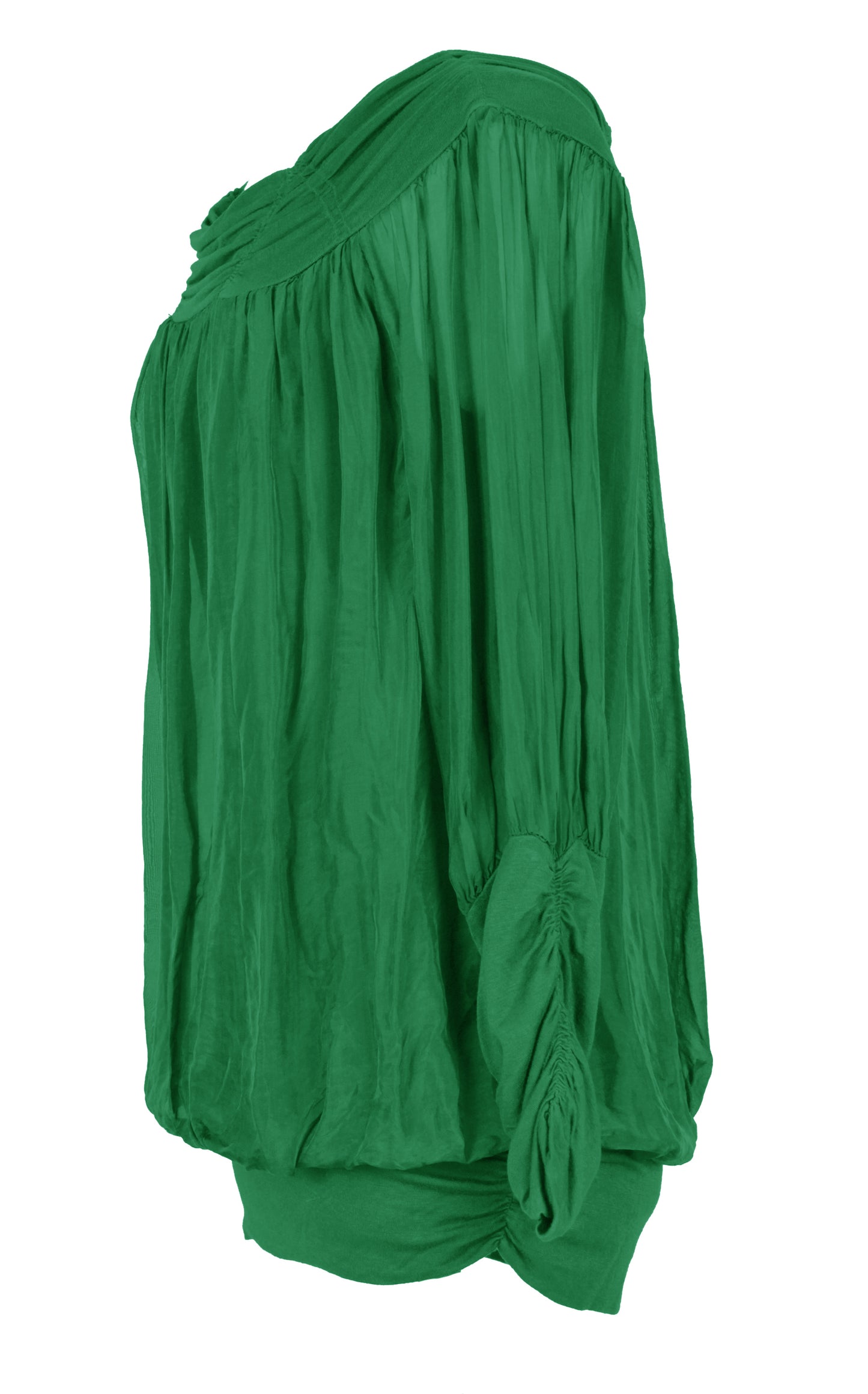 Ruched Neck Silk Blouse