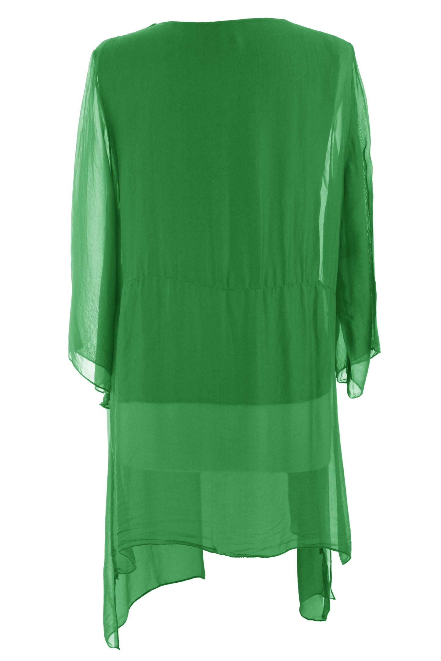 V Neck Asymmetric Silk Top