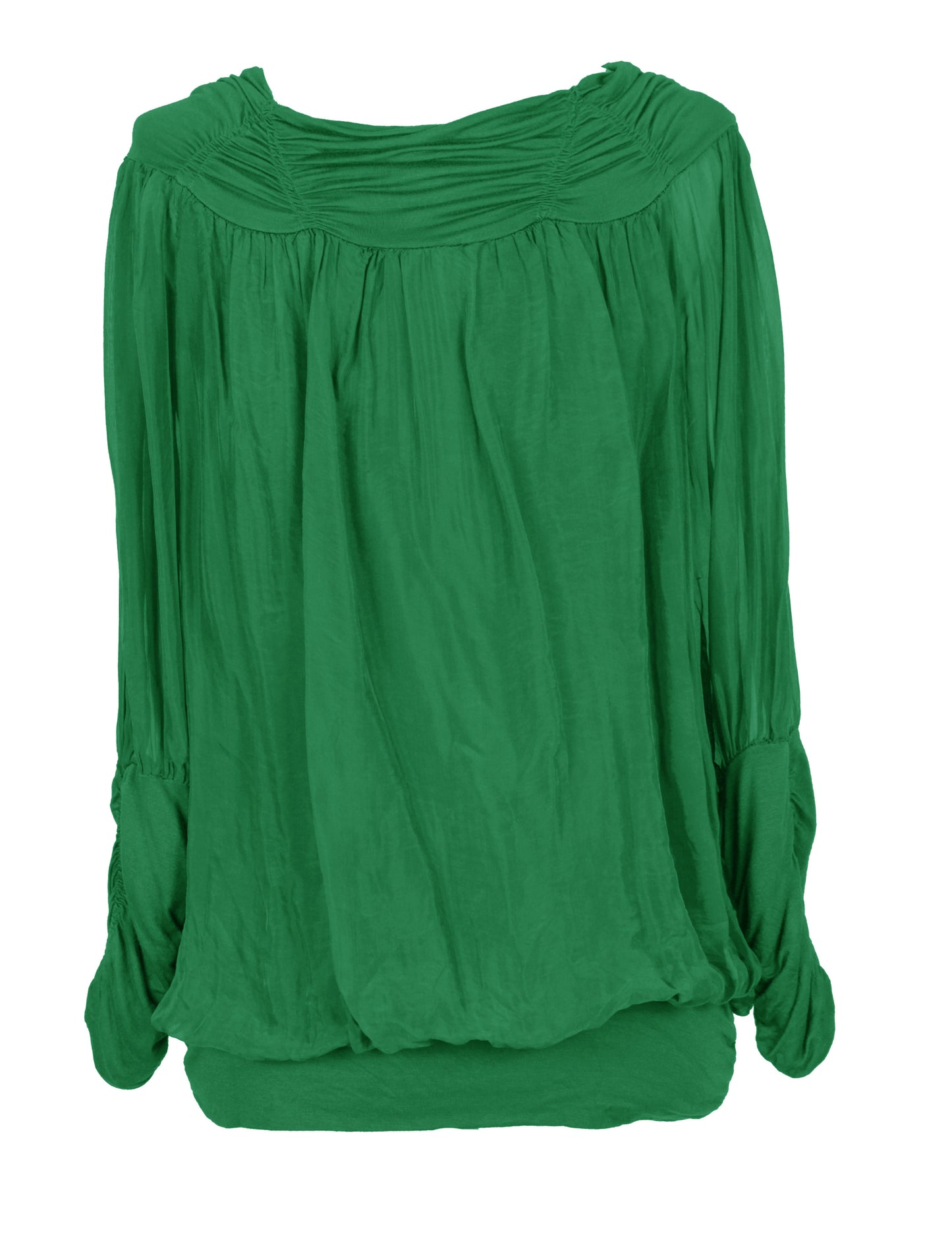 Ruched Neck Silk Blouse