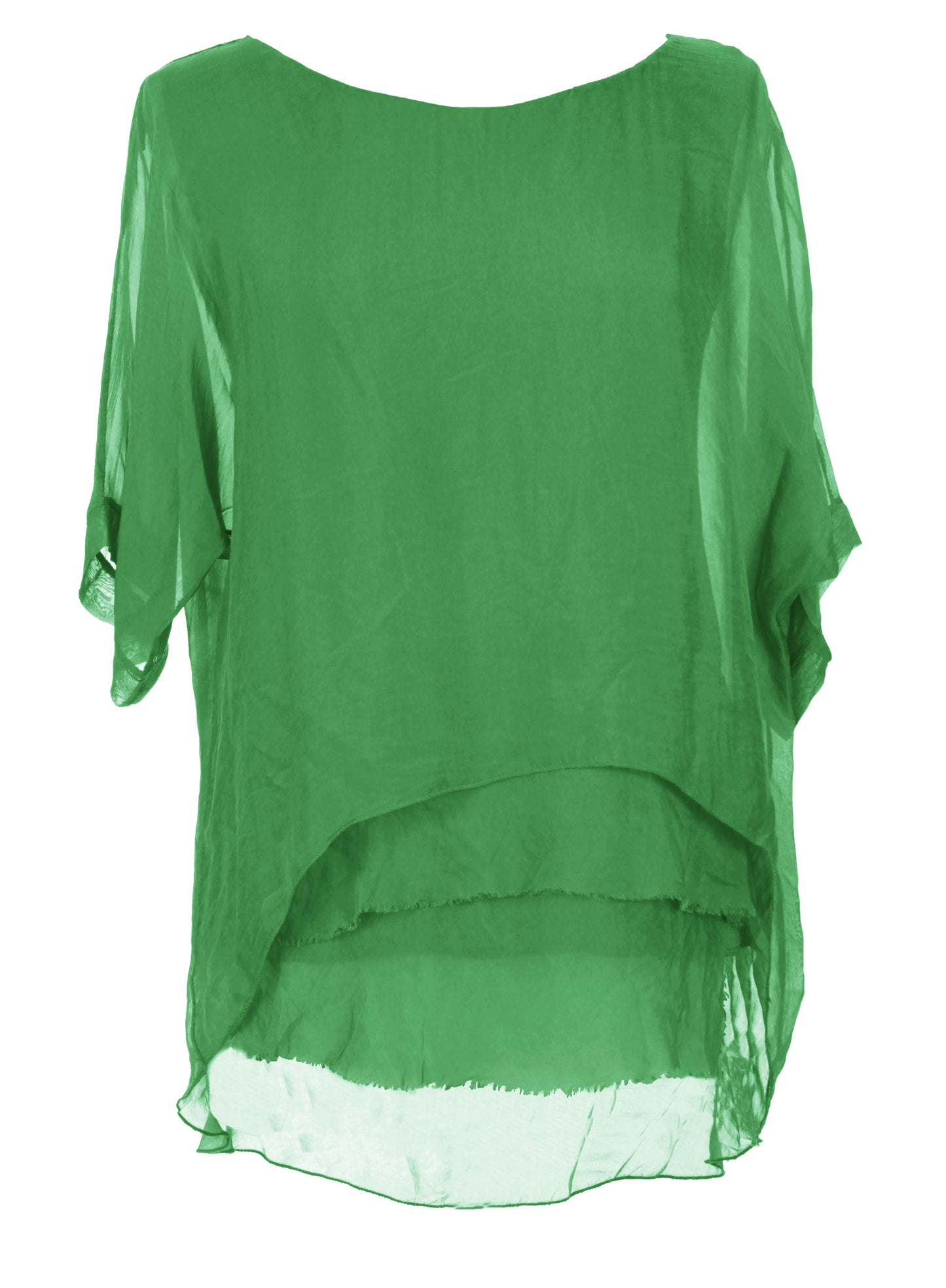 Frayed Hem Silk Top