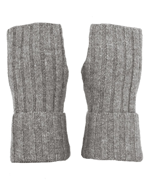 Fingerless Ribbed Knit Cashmere Gloves