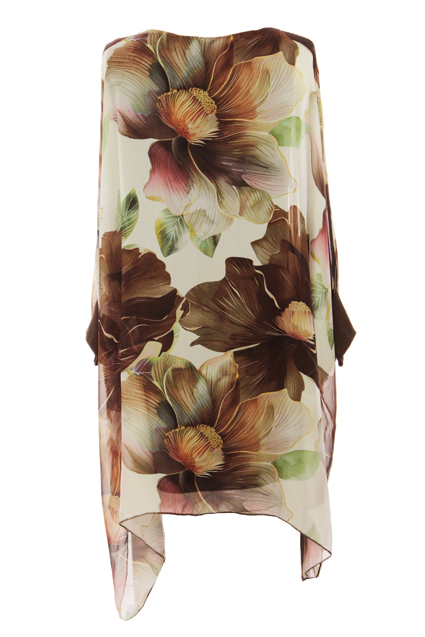 Floral Print Batwing Silk Blouse