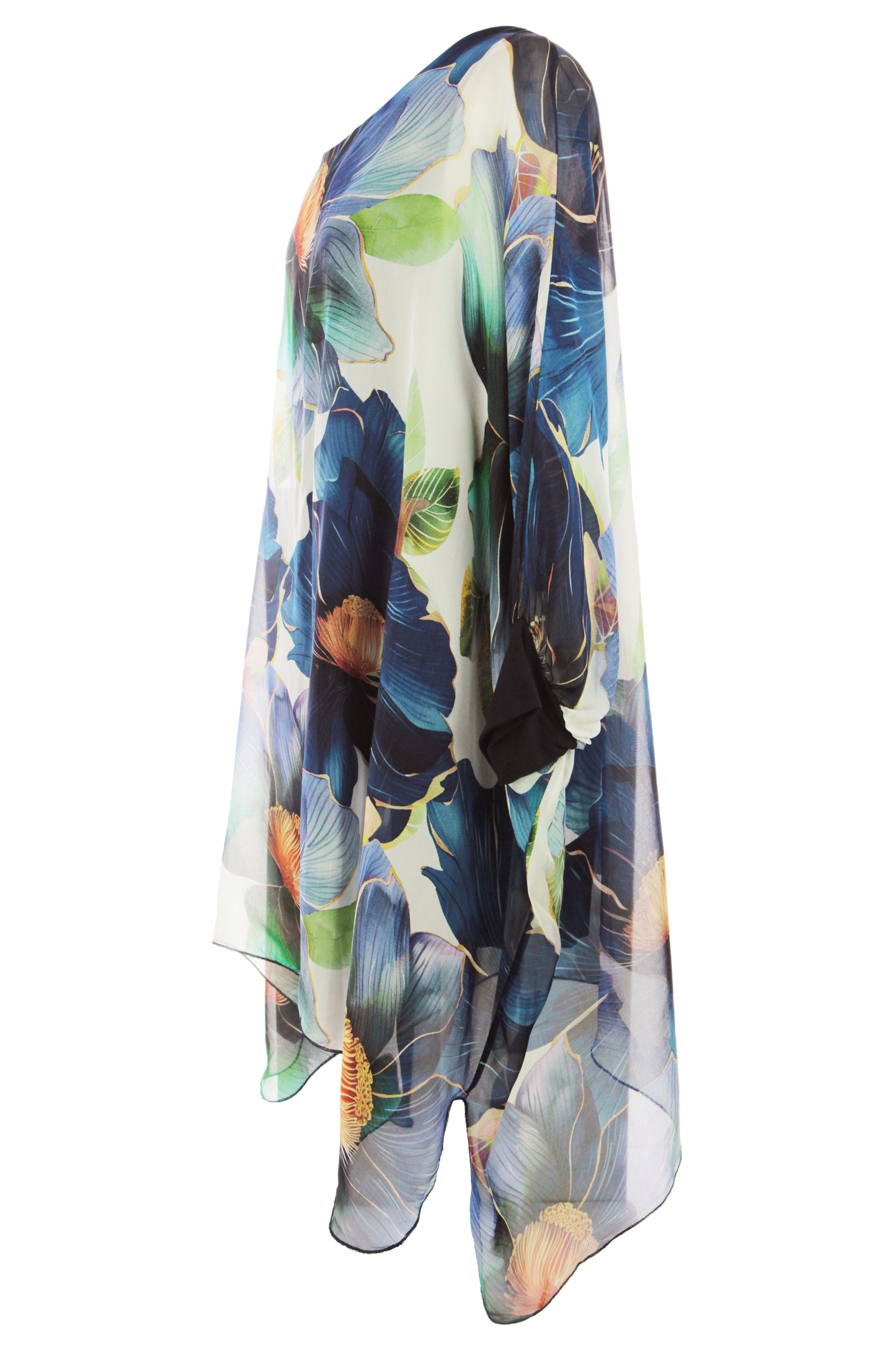 Floral Print Batwing Silk Blouse