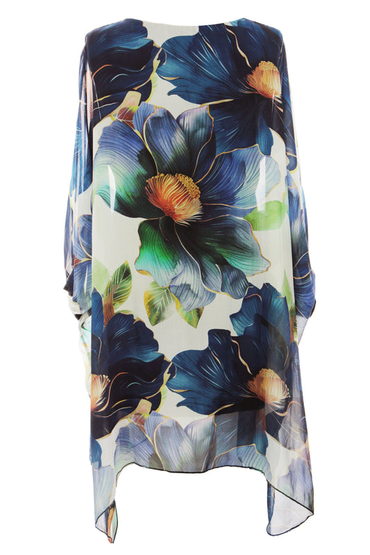 Floral Print Batwing Silk Blouse