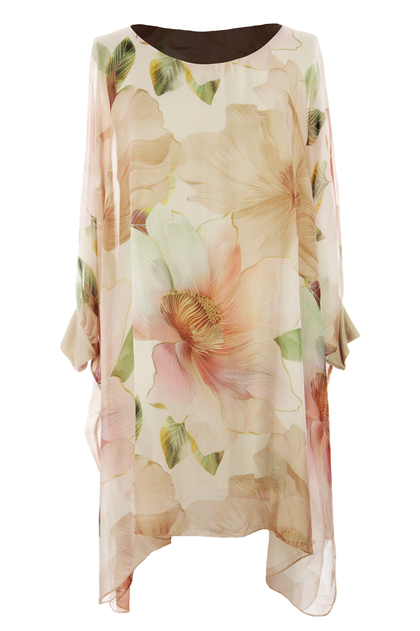 Floral Print Batwing Silk Blouse