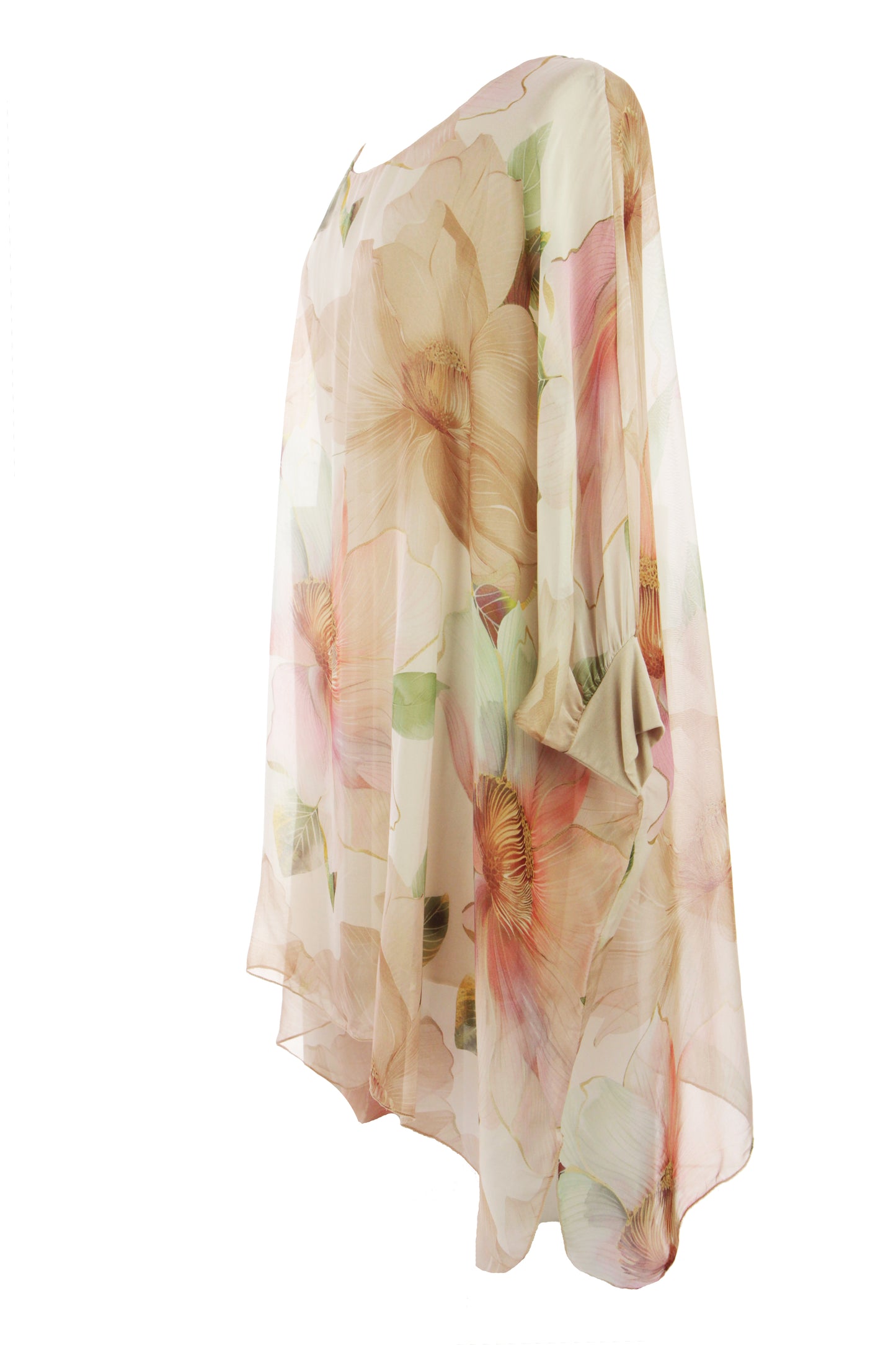Floral Print Batwing Silk Blouse