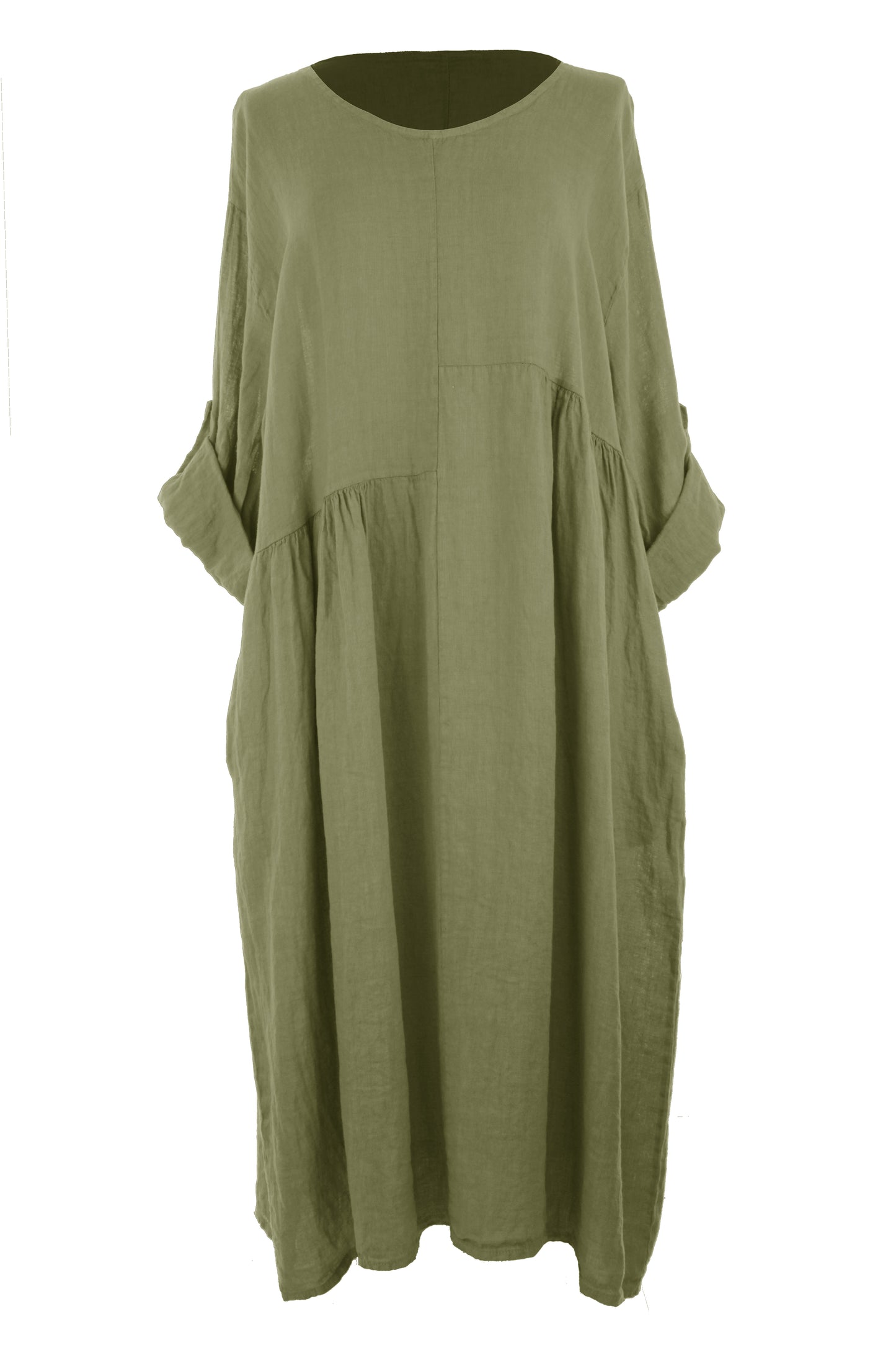 Pleat Panel Linen Dress
