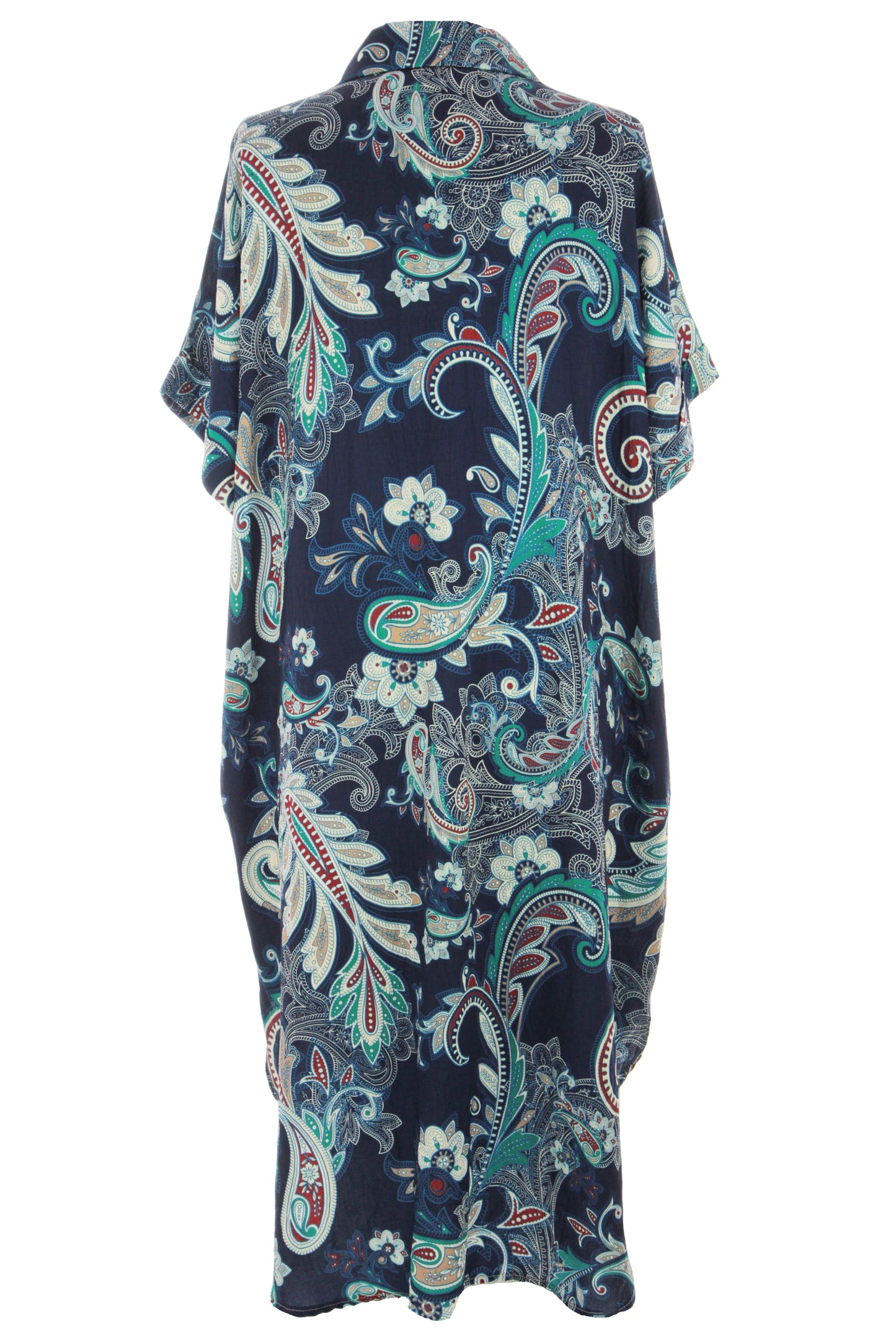 Batwing Collar Paisley Print Midi
