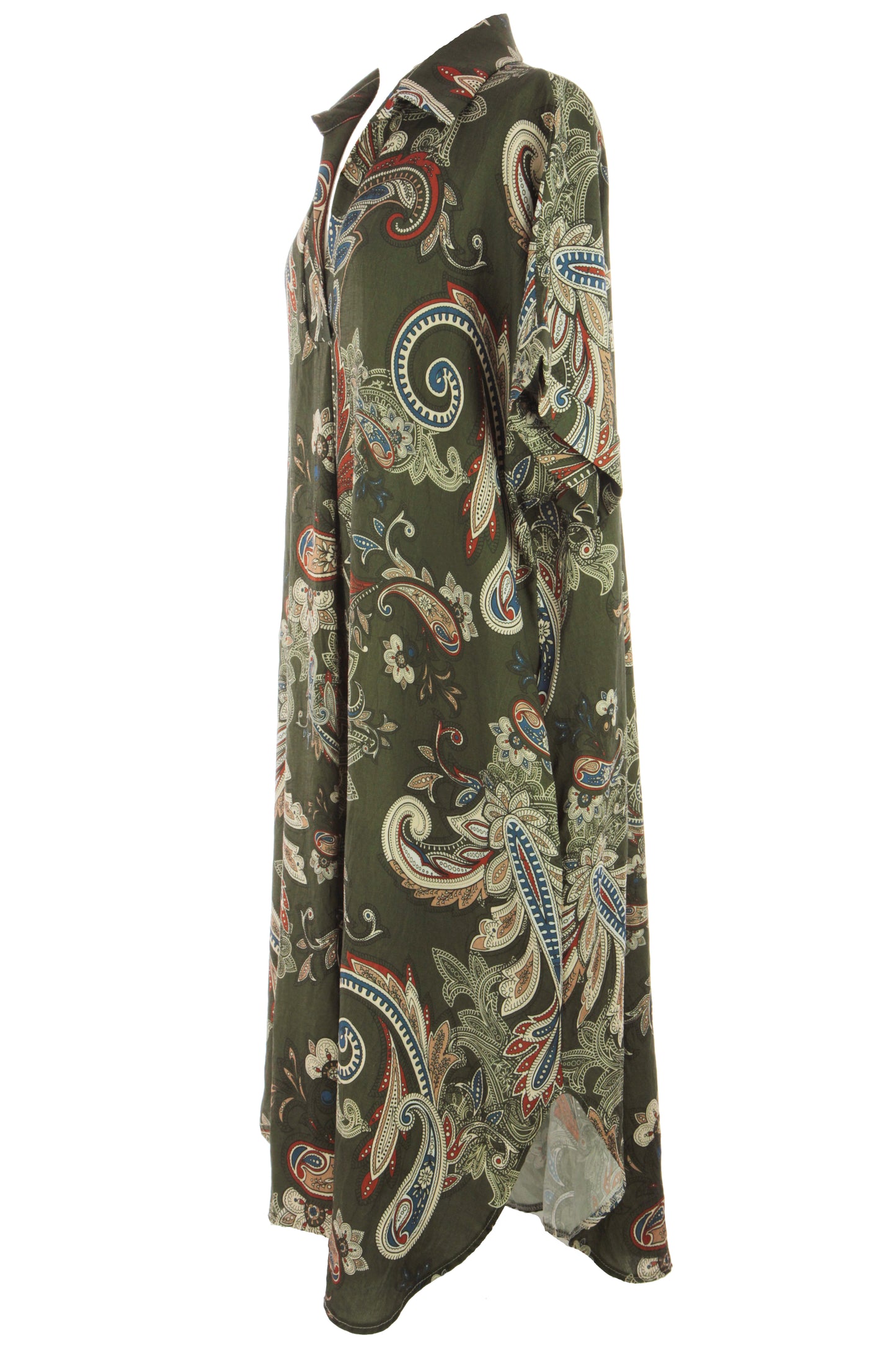 Batwing Collar Paisley Print Midi