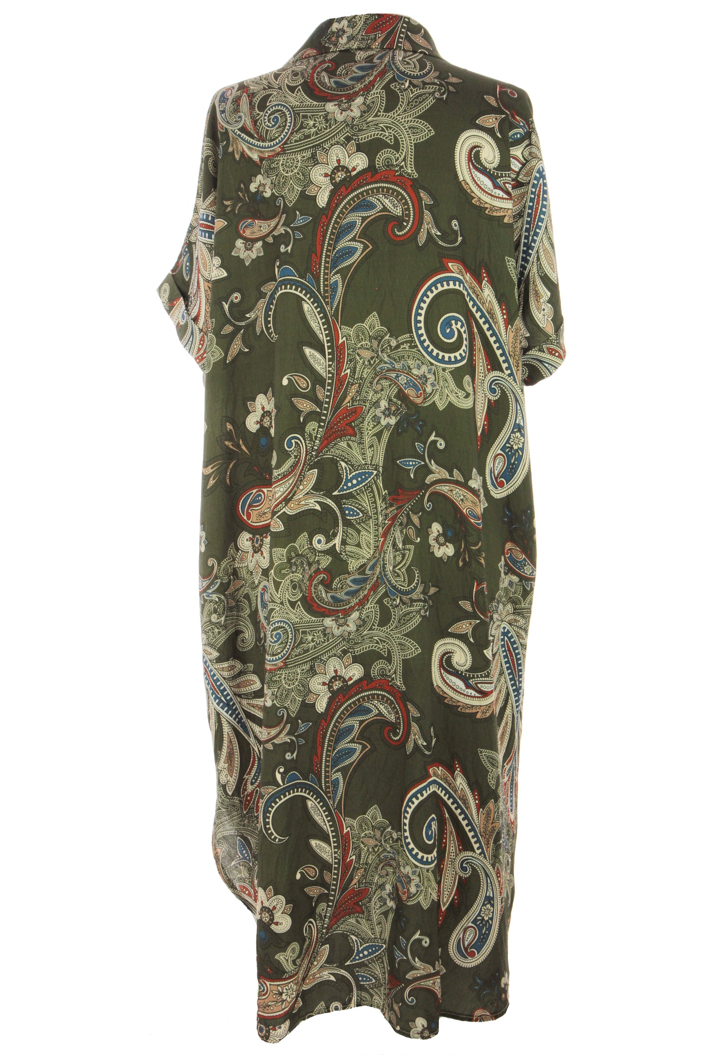Batwing Collar Paisley Print Midi