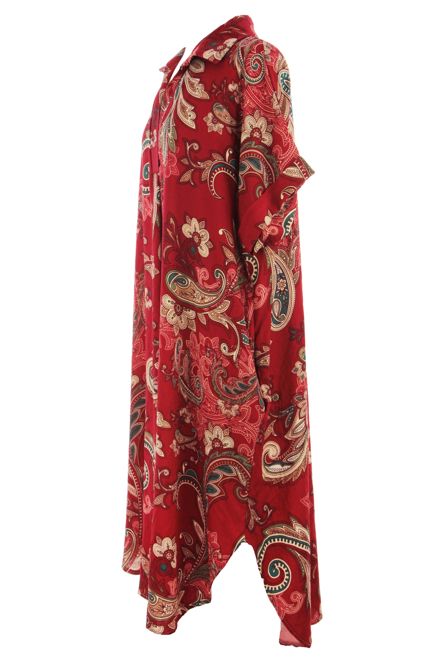 Batwing Collar Paisley Print Midi