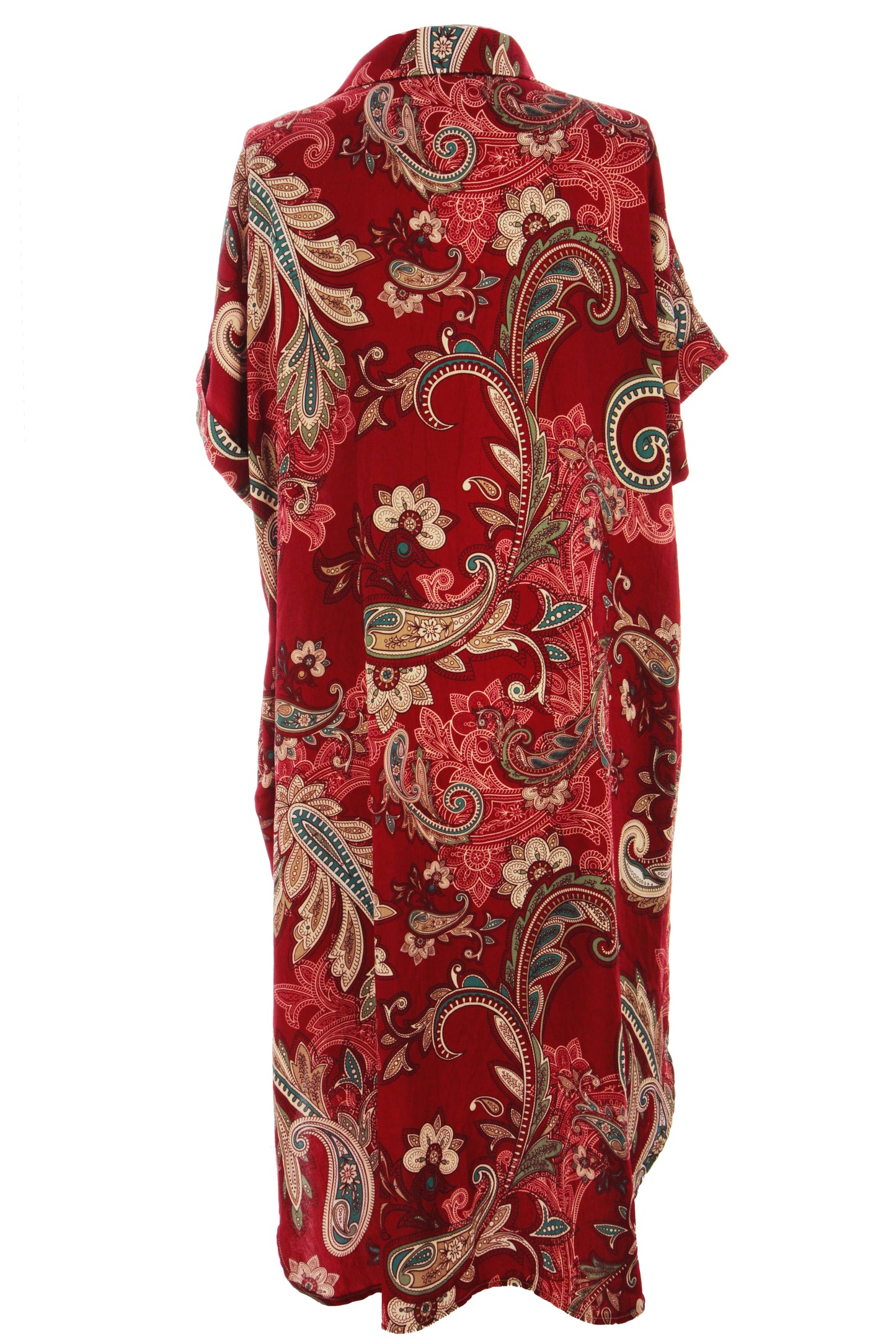 Batwing Collar Paisley Print Midi
