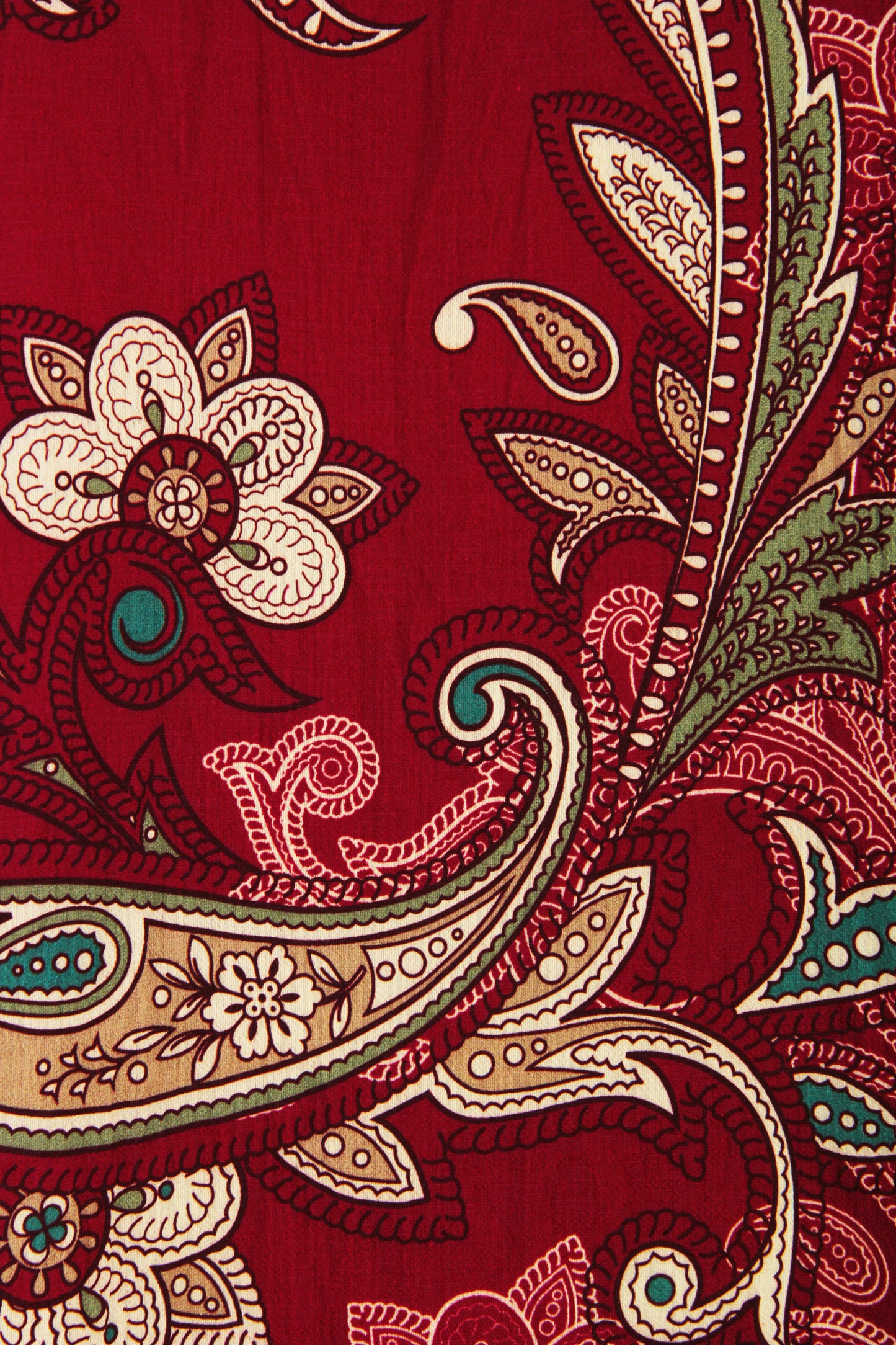 Batwing Collar Paisley Print Midi