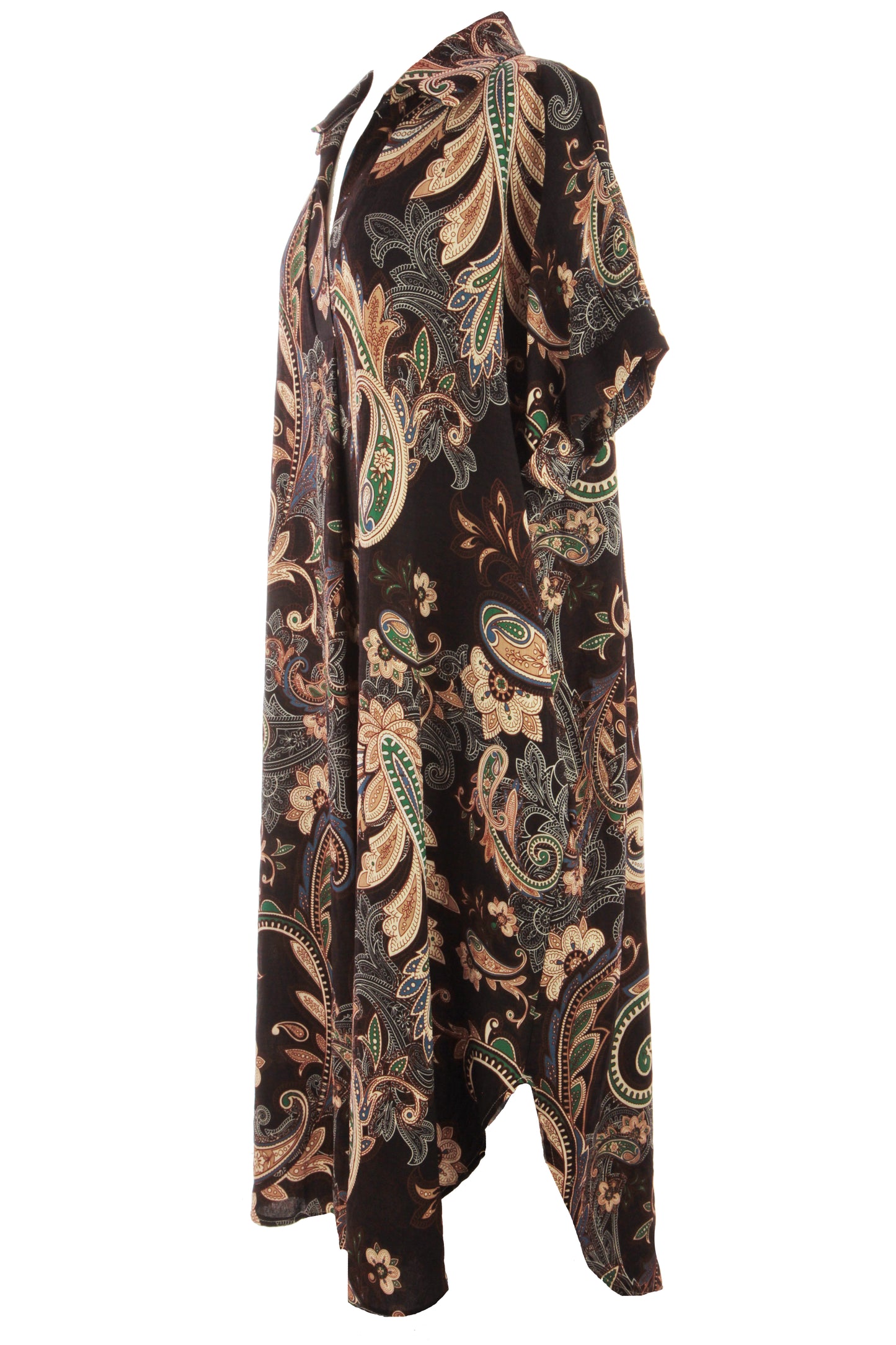 Batwing Collar Paisley Print Midi