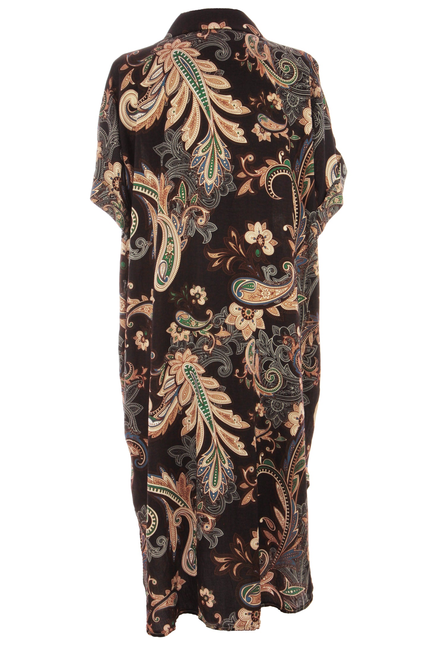 Batwing Collar Paisley Print Midi