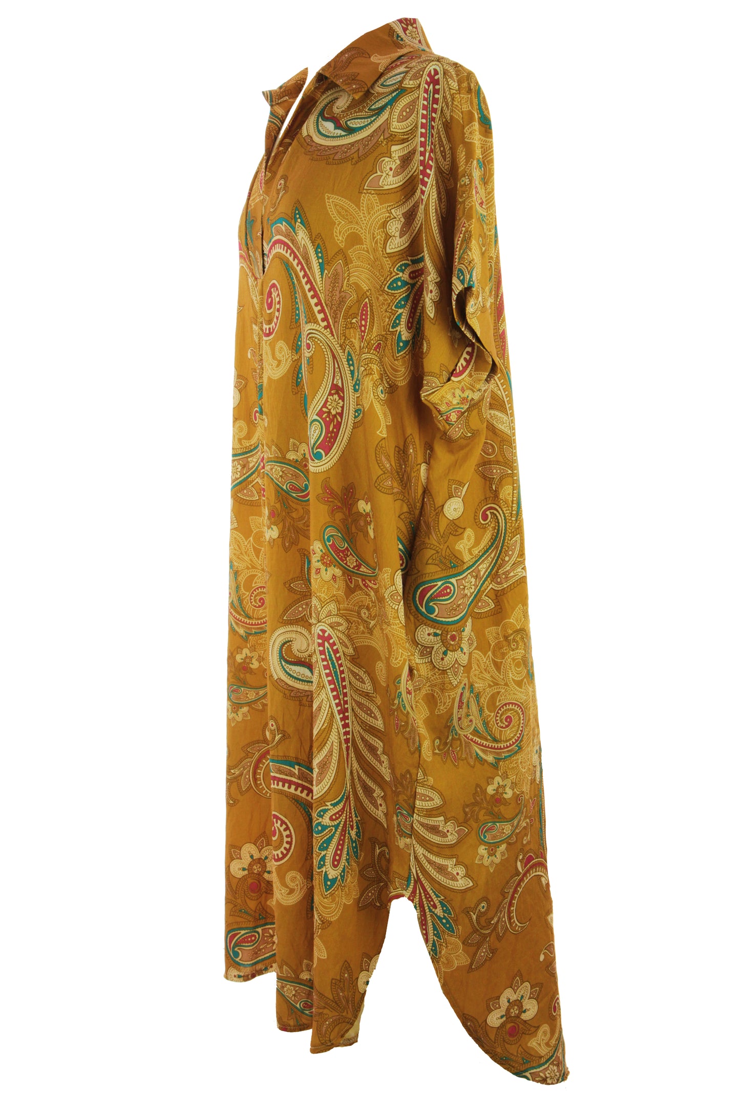 Batwing Collar Paisley Print Midi