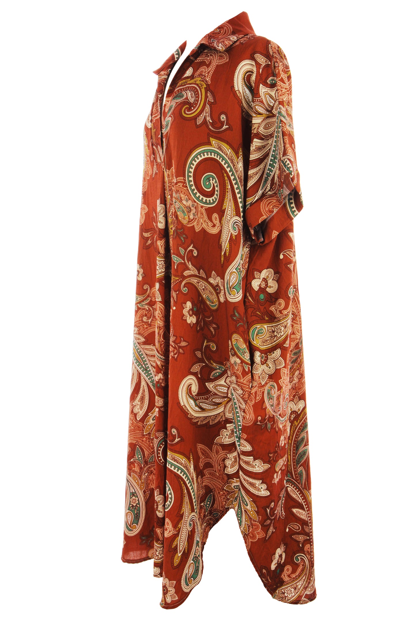 Batwing Collar Paisley Print Midi