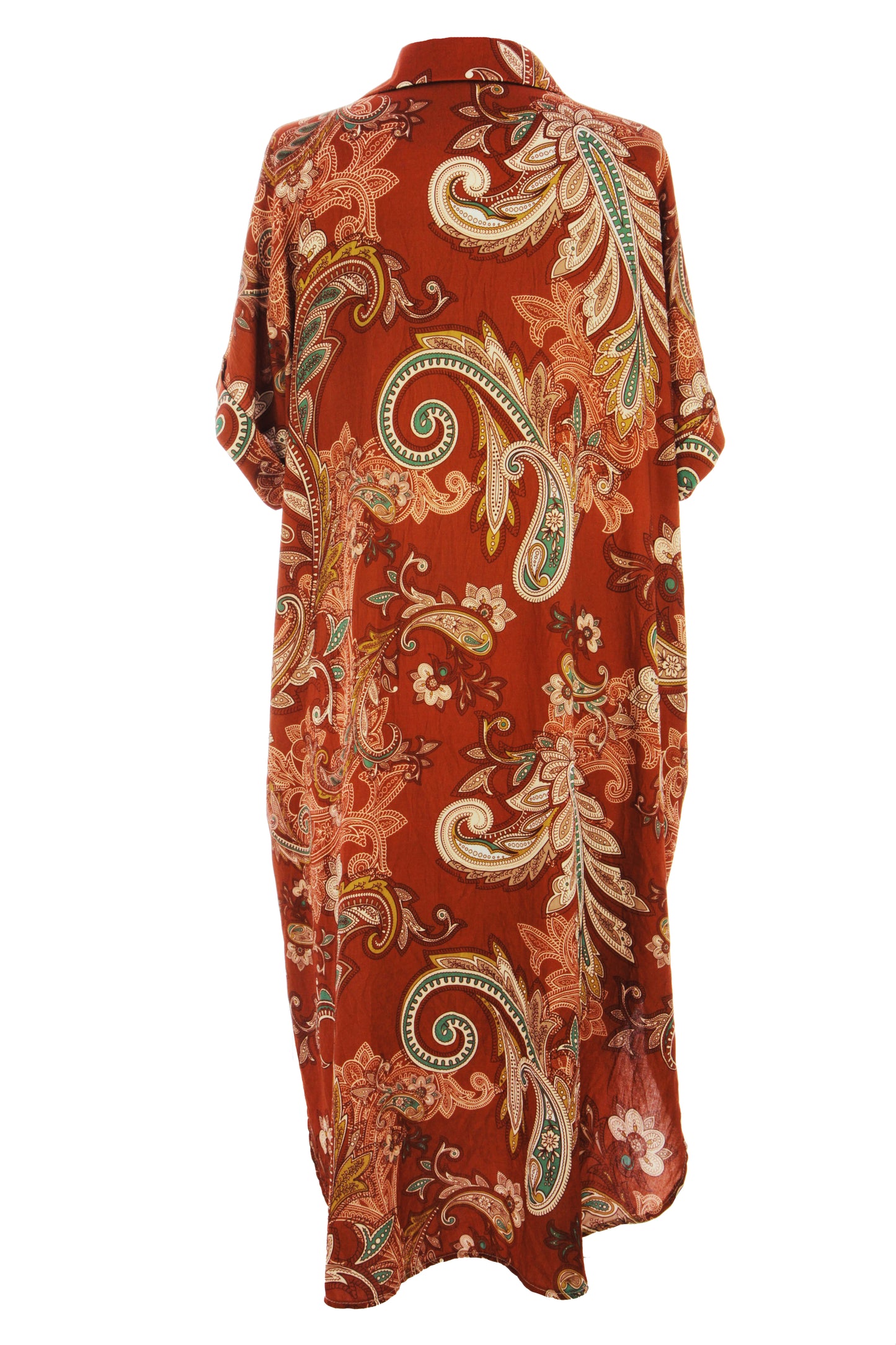 Batwing Collar Paisley Print Midi