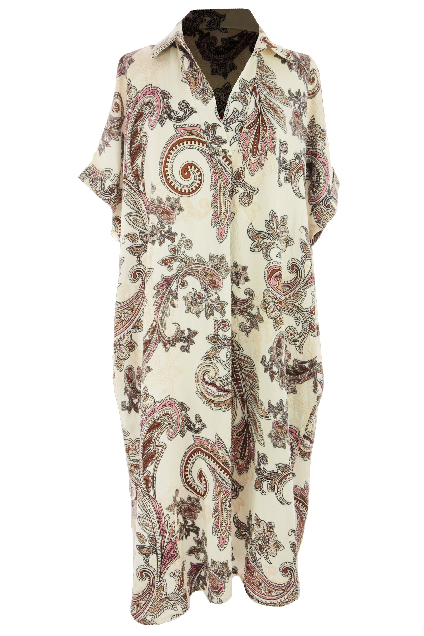 Batwing Collar Paisley Print Midi