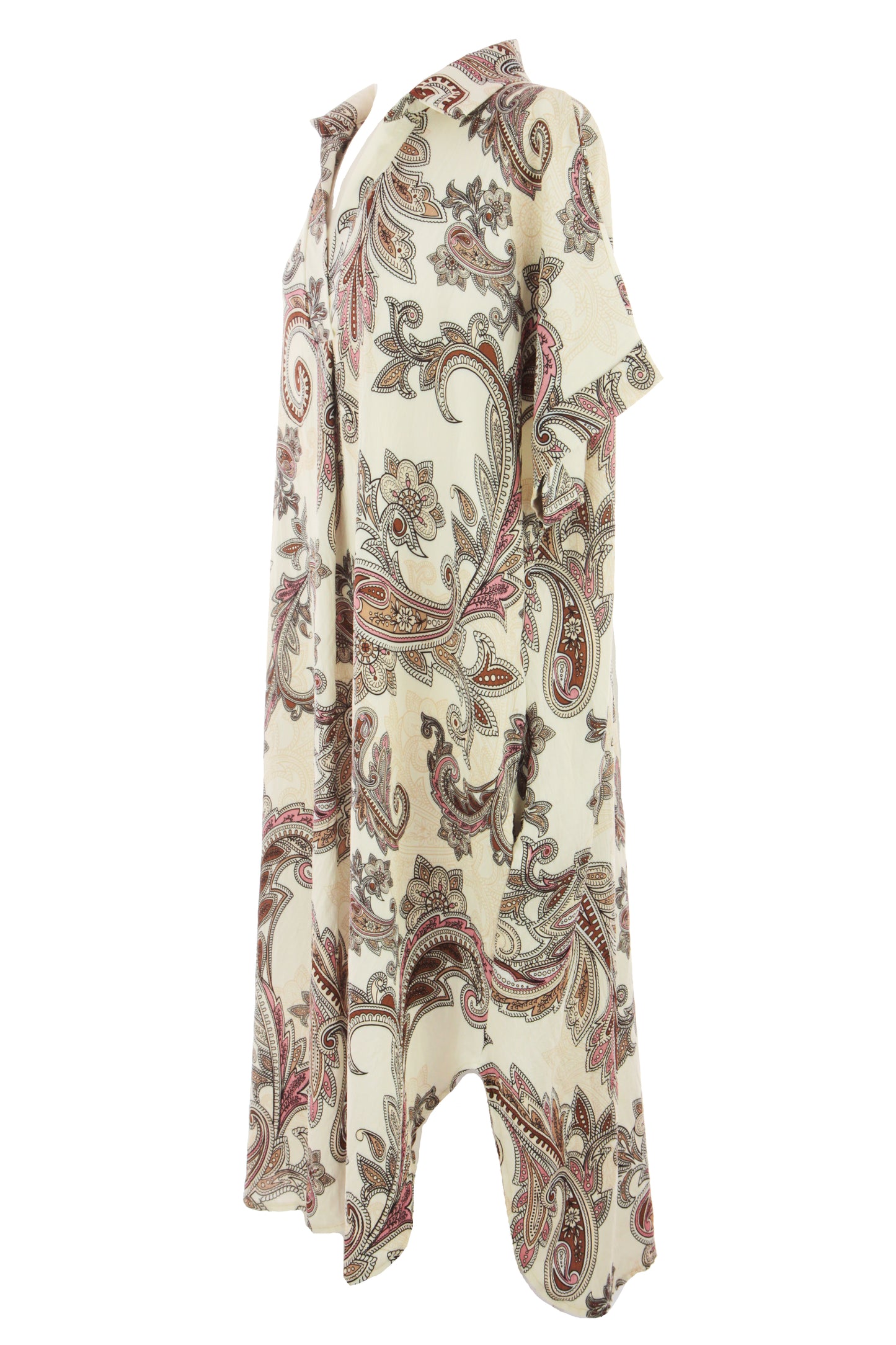 Batwing Collar Paisley Print Midi