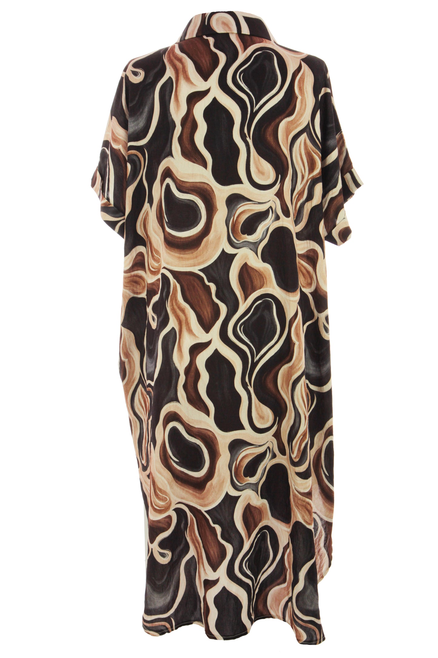 Batwing Collar Abstract Print Midi