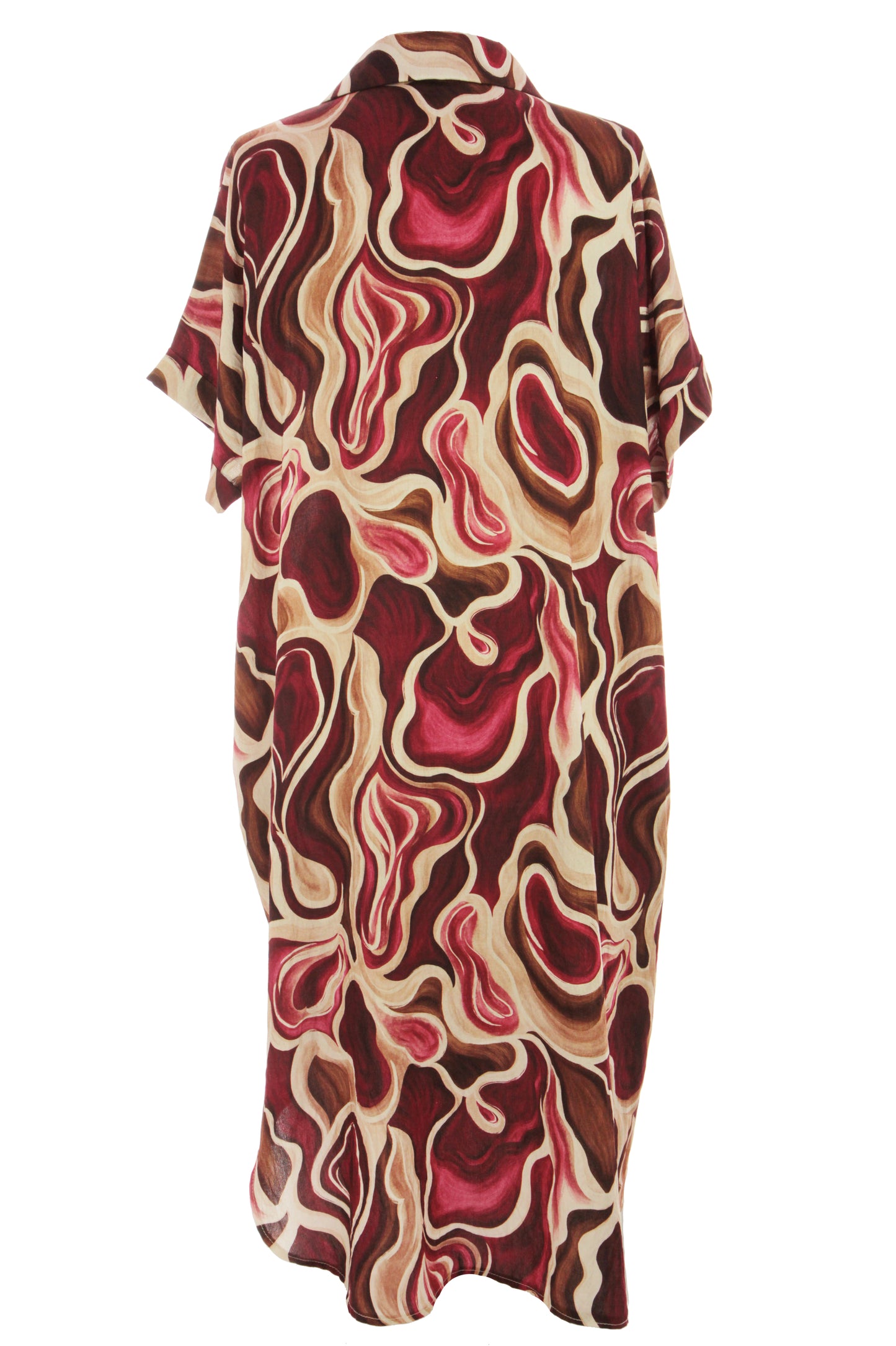 Batwing Collar Abstract Print Midi