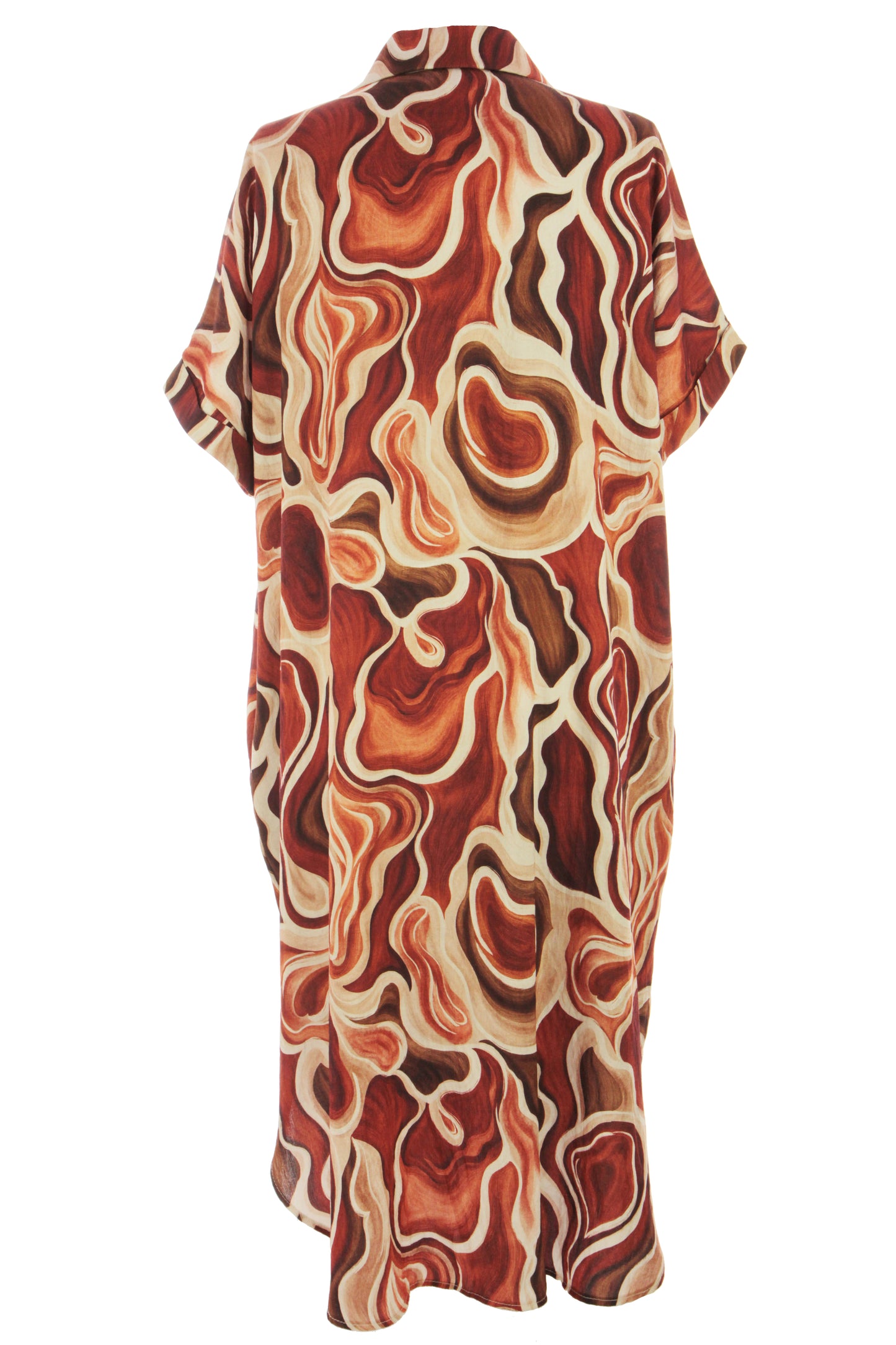 Batwing Collar Abstract Print Midi