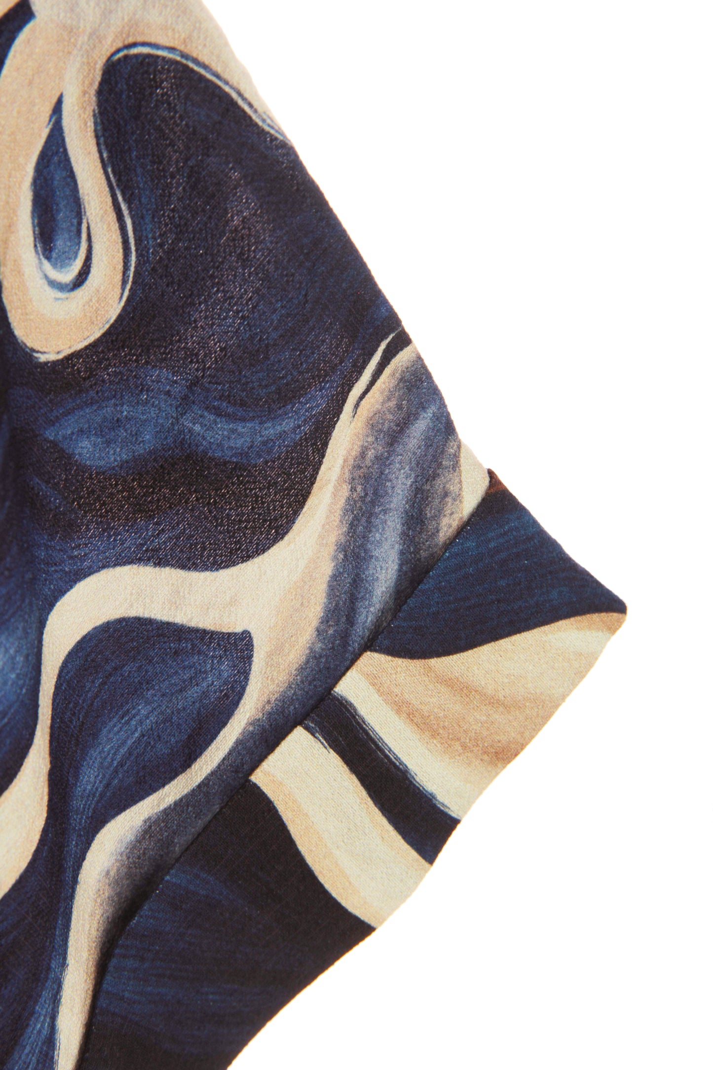 Batwing Collar Abstract Print Midi
