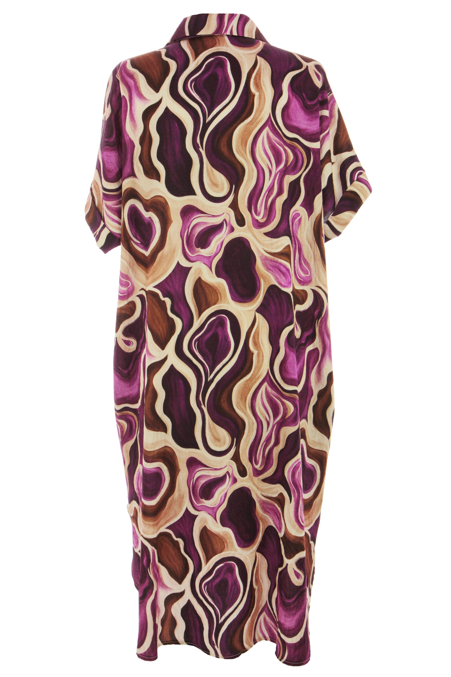 Batwing Collar Abstract Print Midi