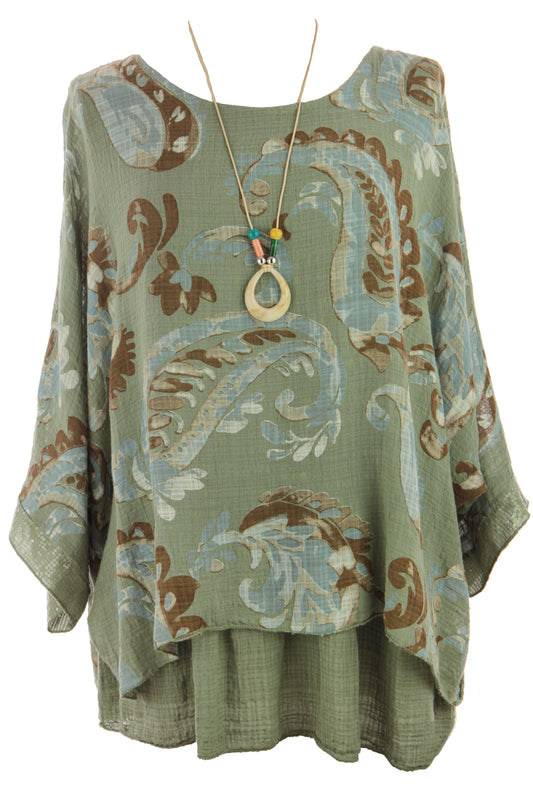 Paisley Print Necklace Top