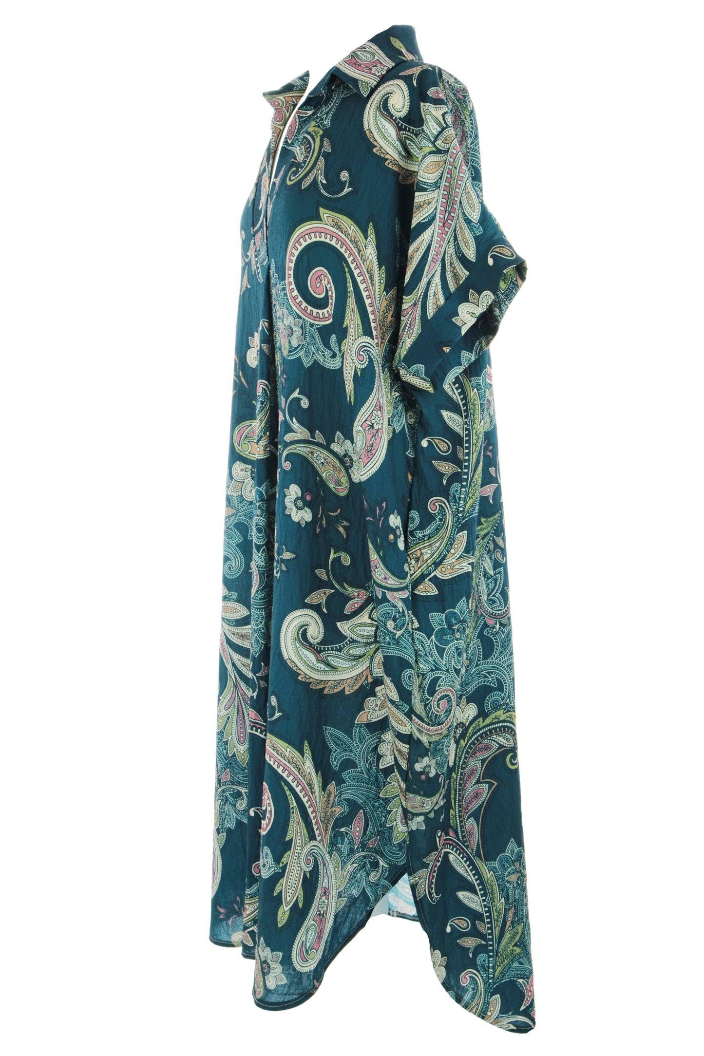 Batwing Collar Paisley Print Midi
