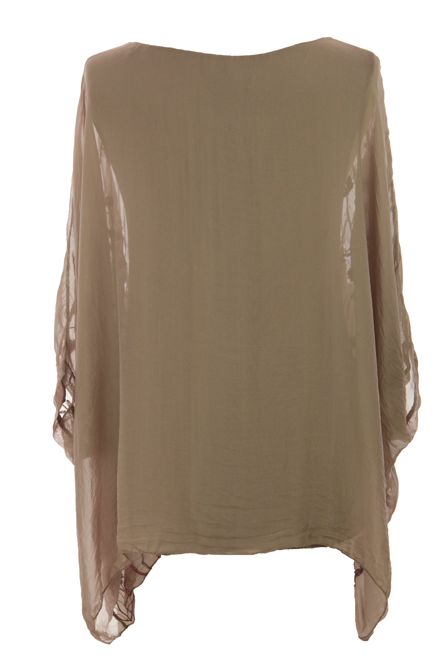 Floral Embroidery Silk Blouse