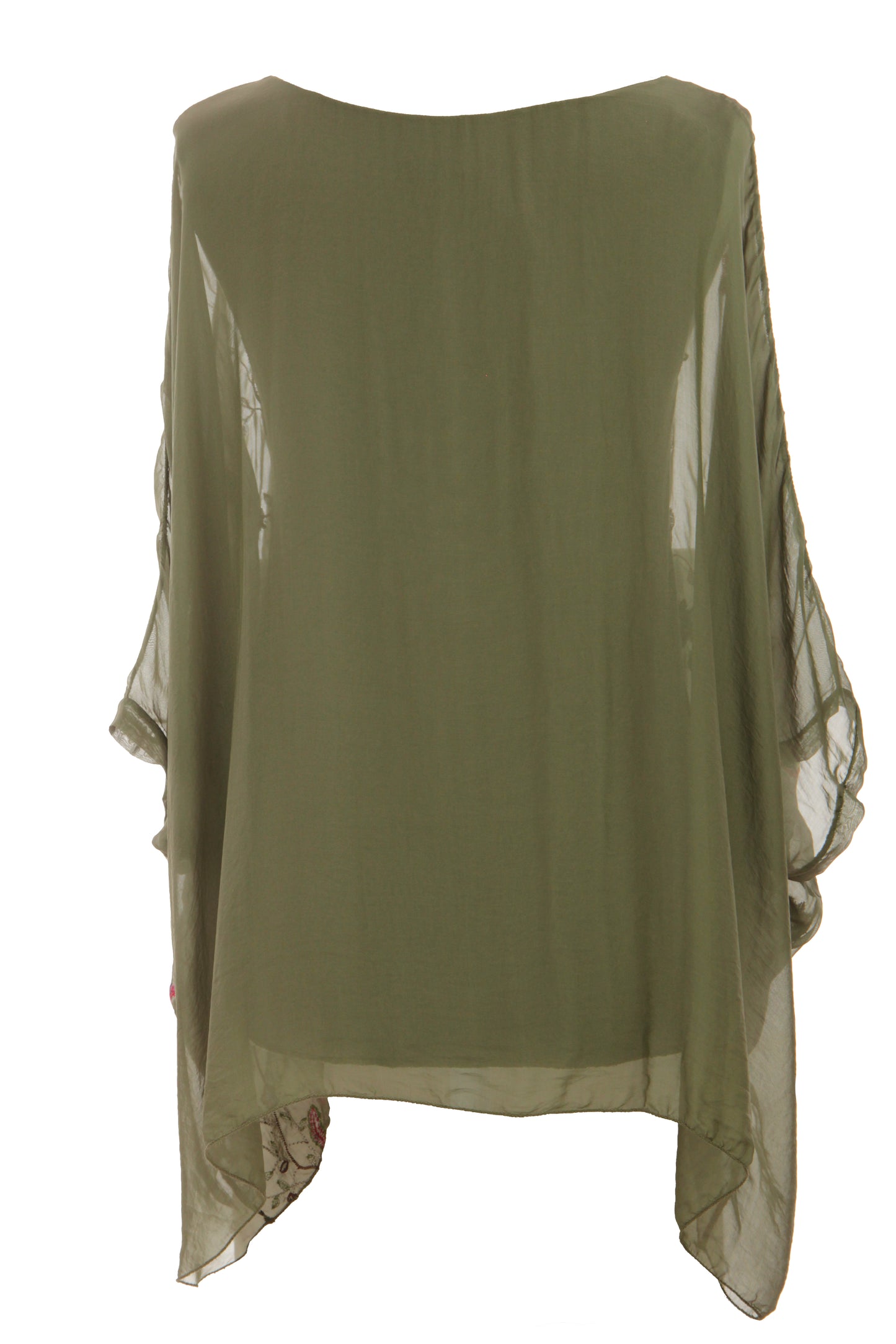 Floral Embroidery Silk Blouse