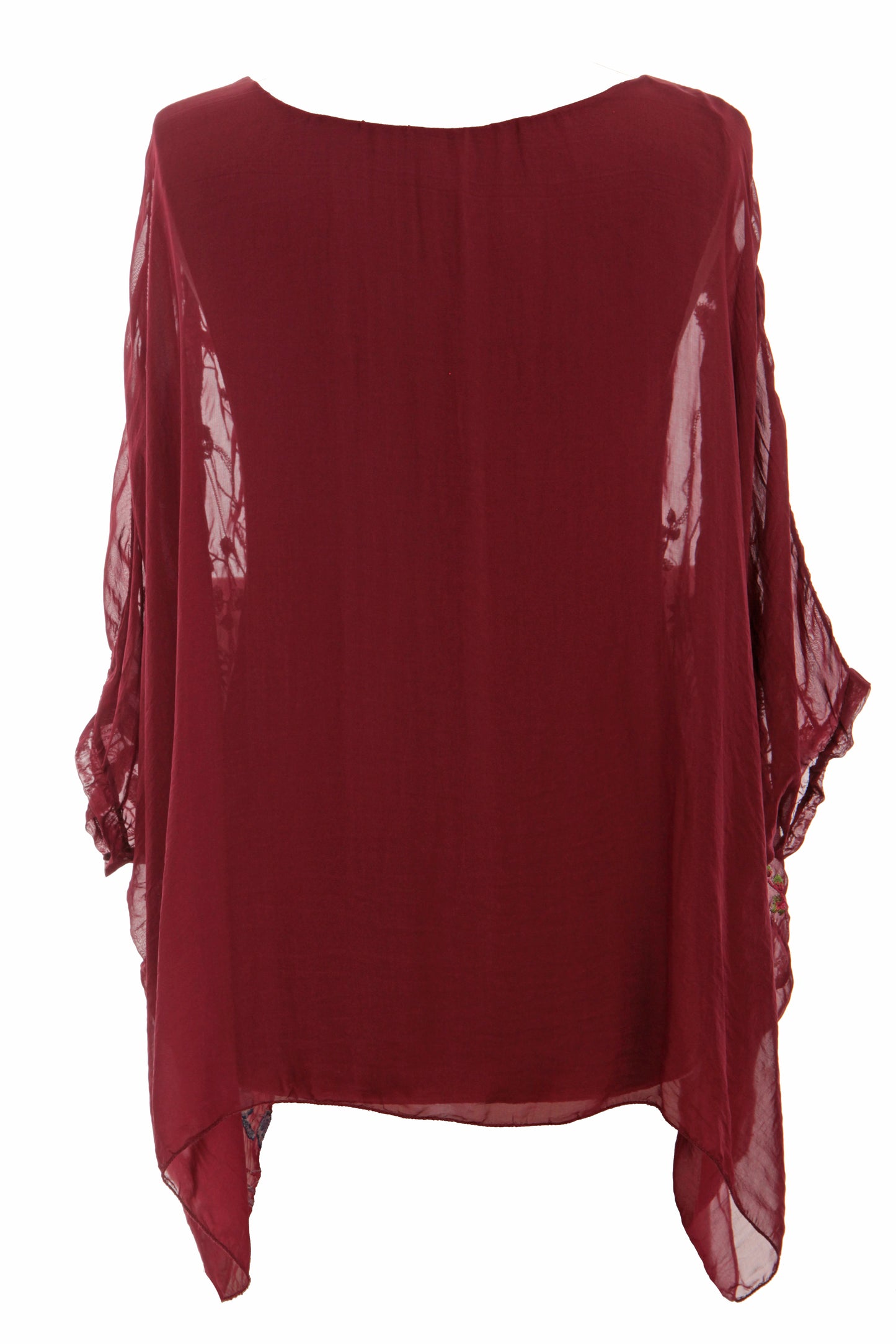 Floral Embroidery Silk Blouse