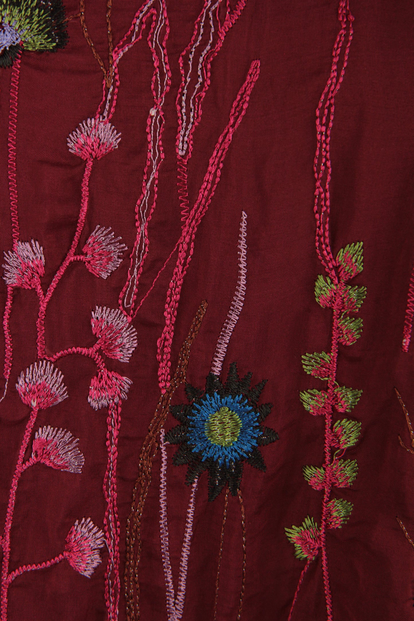 Floral Embroidery Silk Blouse